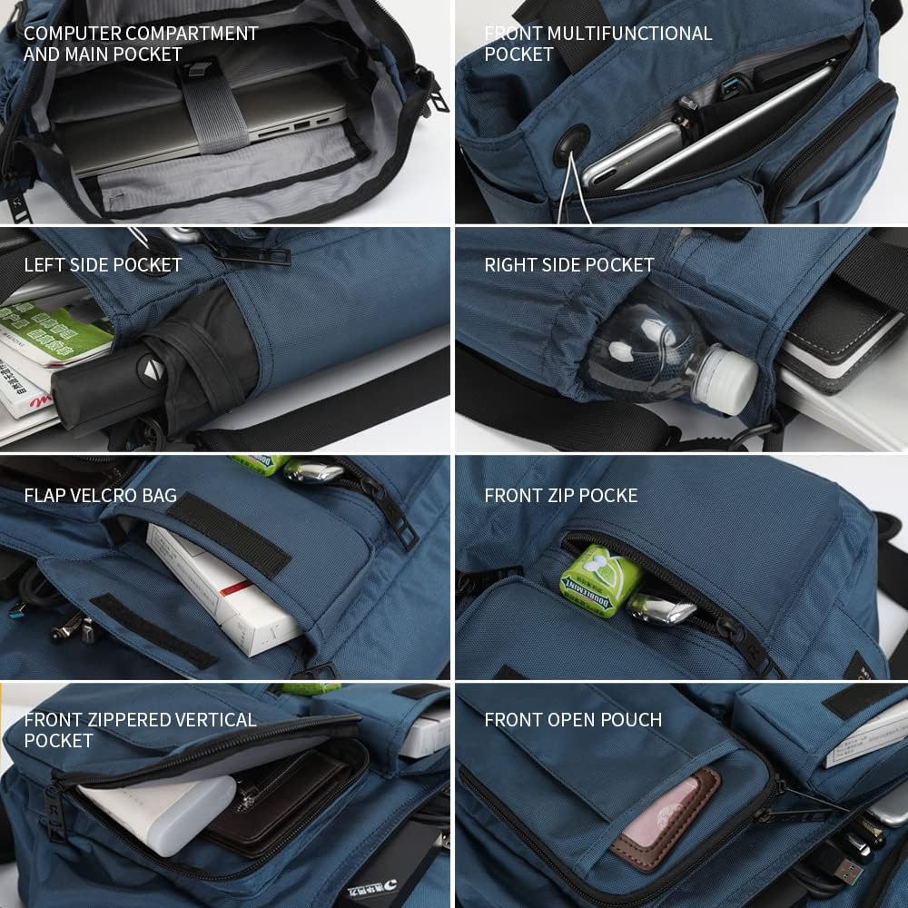 Mens Messenger Bag Laptop Shoulder Bag Computer Work Office Bag Waterproof Briefcases for Travel Work