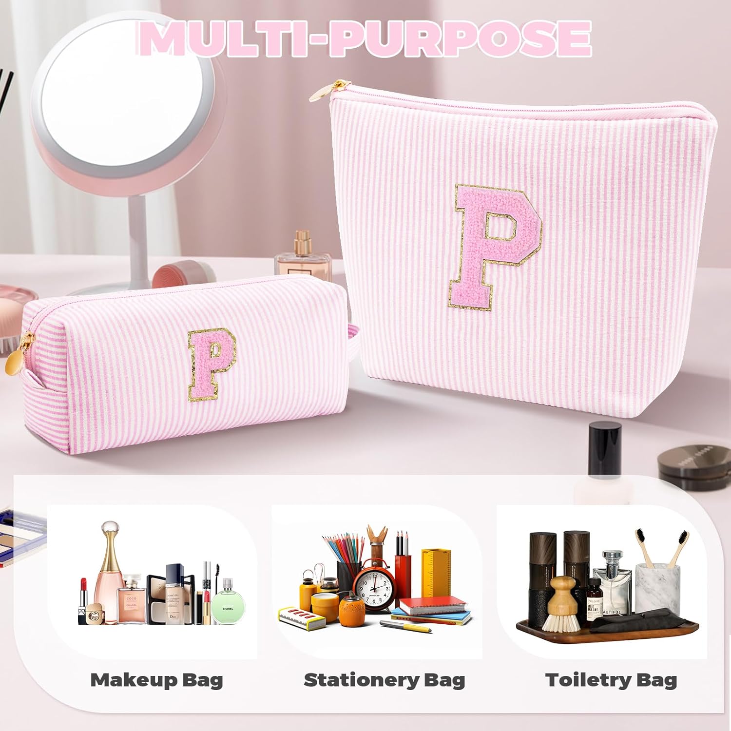 Personalized Makeup Bag for Women Girls - Fashion Cosmetic Bag Trendy Travel Toiletry Bag with