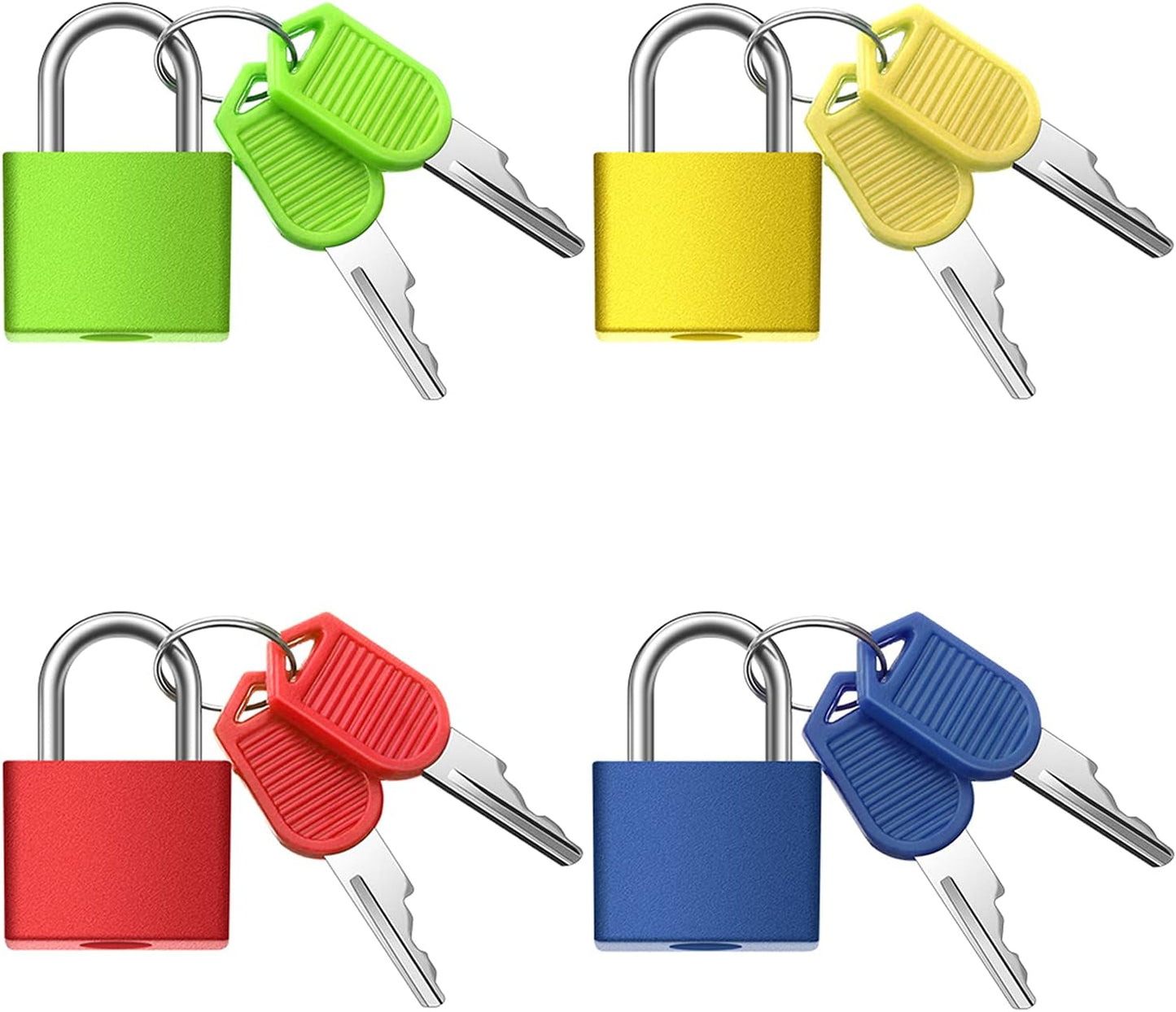Ripeng 4 Pcs Suitcase Locks with Keys Multicolor Mini Metal Luggage Locks Keyed Padlocks Plastic-Covered Copper Padlocks for Suitcase, Backpack, Boxes Laptop Bag School Locker