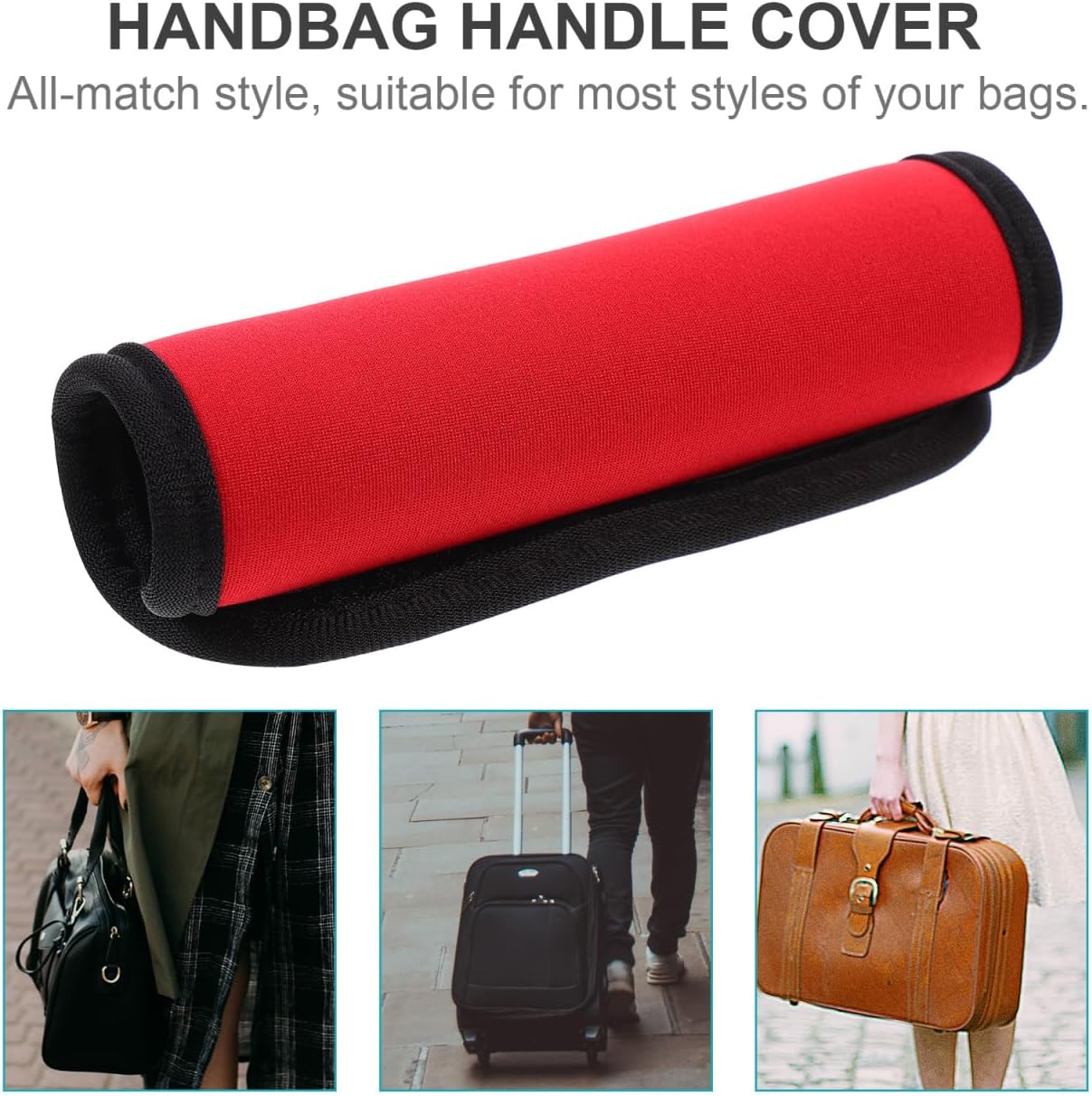 Red Neoprene Luggage Handle Wraps - Universal Travel Bag Handle Covers for Protection and Comfort