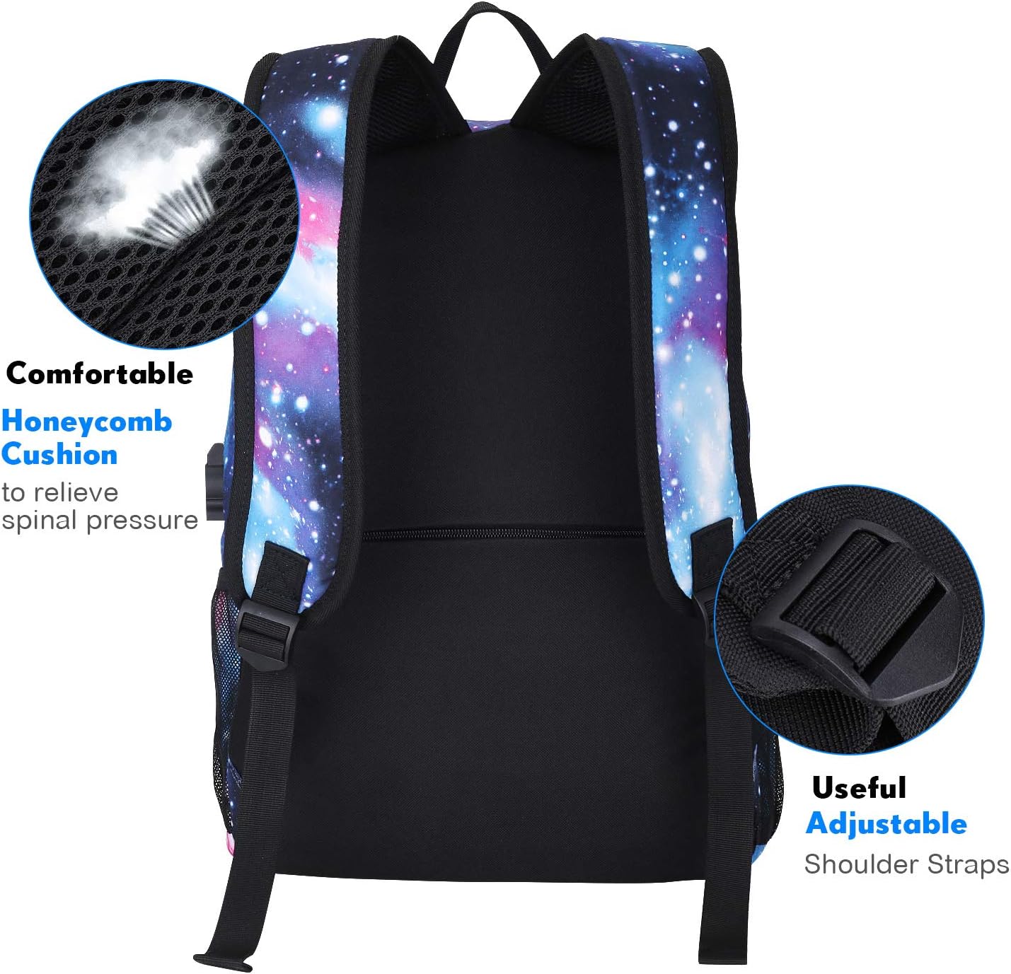 Galaxy Backpack for School, Anime Luminous Backpack College Bookbag Anti-Theft Laptop Backpack with USB Charging Port