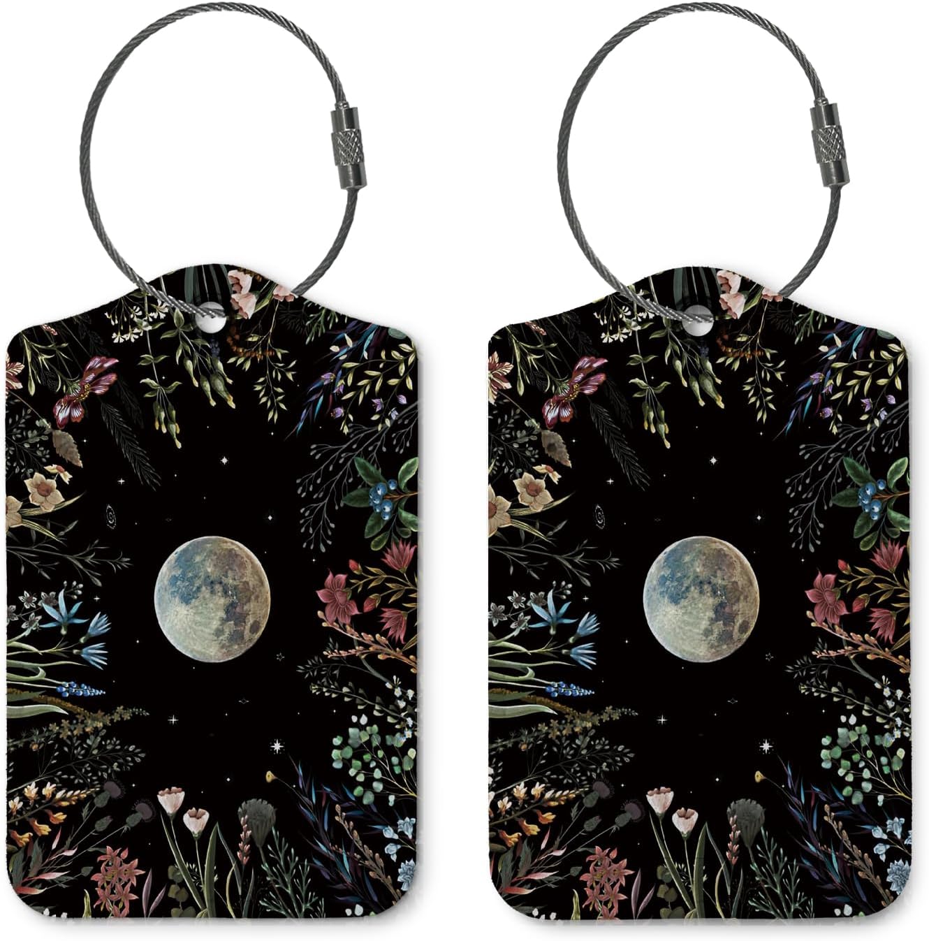 Boho Luggage Tags for Suitcases,Moon 2 Pack Travel Suitcase Tags,Traveling Accessories,Baggage Tag Label with Steel Loop,Boho Lover Gifts