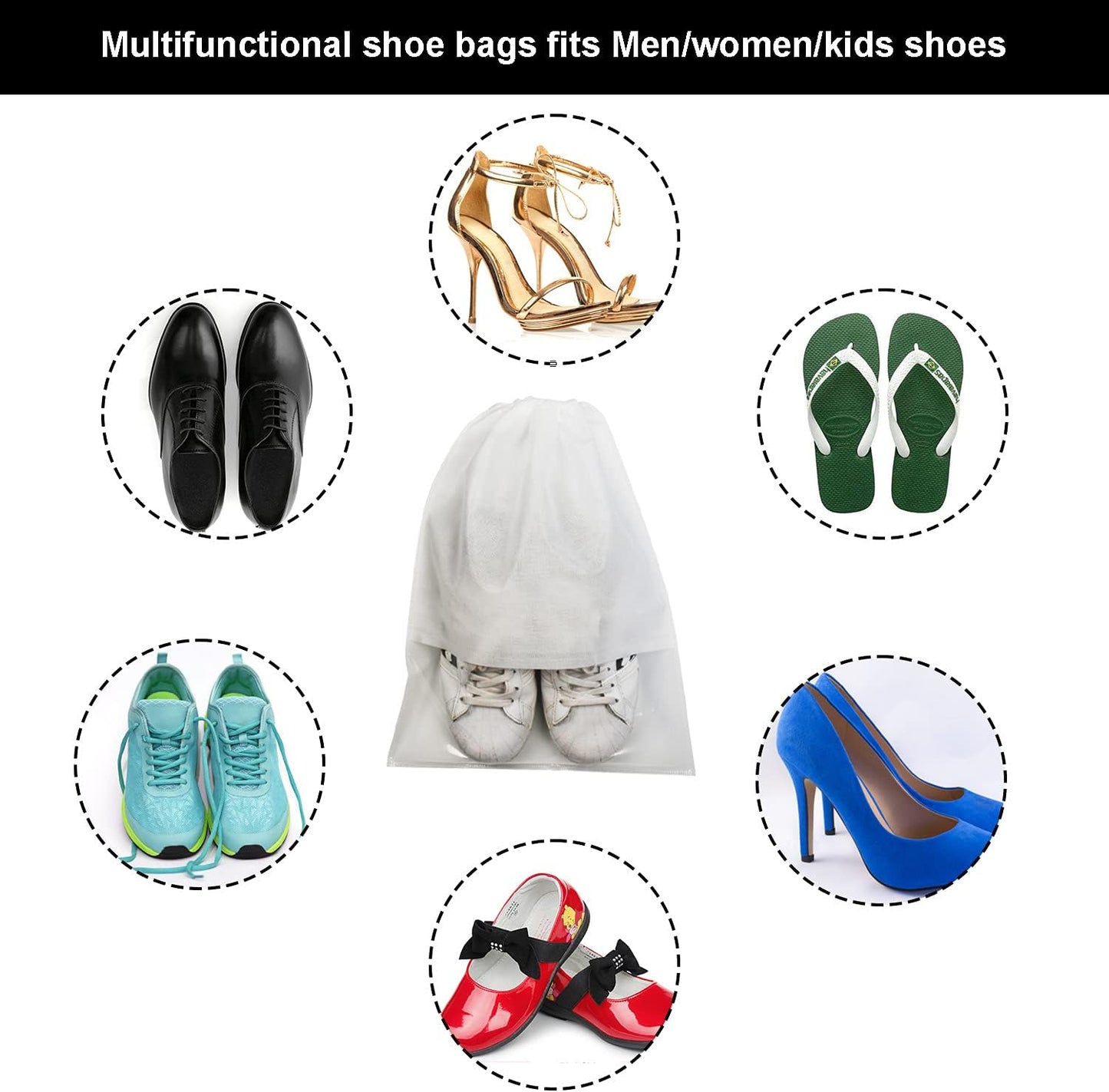 8PCS Travel Shoe Bags with Rope for Men and Women Large Shoes Pouch Organizers