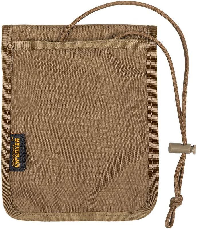 EXCELLENT ELITE SPANKER Passport Holder Neck Pouch RFID Blocking Travel Neck Wallet ID Card Organizer Pouch with Neck Lanyard(Coyote Brown)