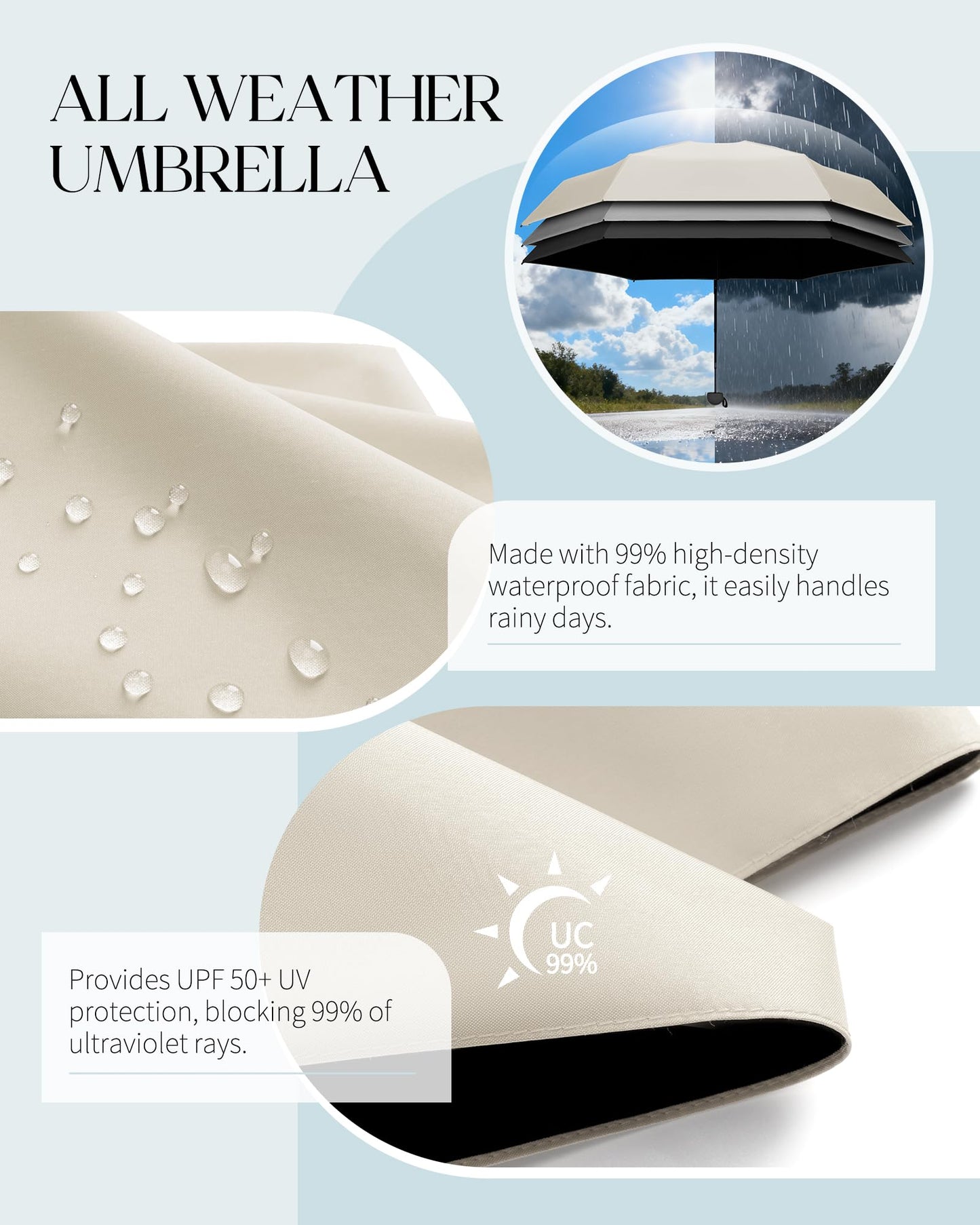 Seniny Mini Travel Umbrella with Case, Compact Pocket Size UV Sun & Rain