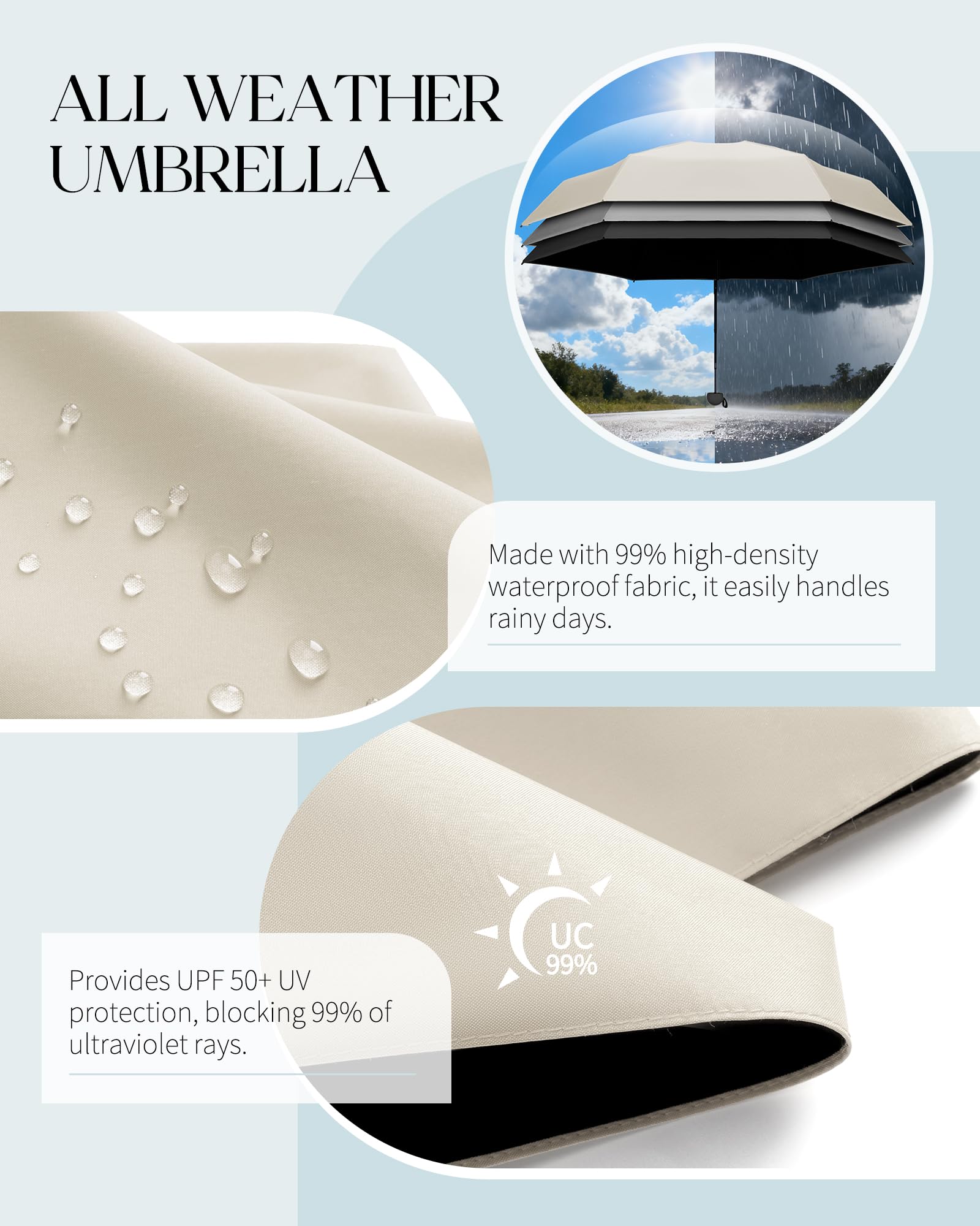 Seniny Mini Travel Umbrella with Case, Compact Pocket Size UV Sun & Rain