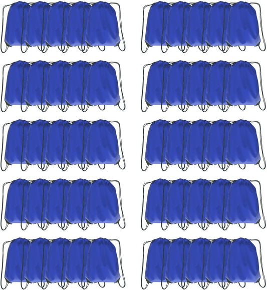 Drawstring Backpack Bulk 50 Packs Draw String Backpack Bags DIY Gym Sports Traveling Trip ride Pedestrianism Yoga Cinch Bag Sackpack Drawstring (royal blue)
