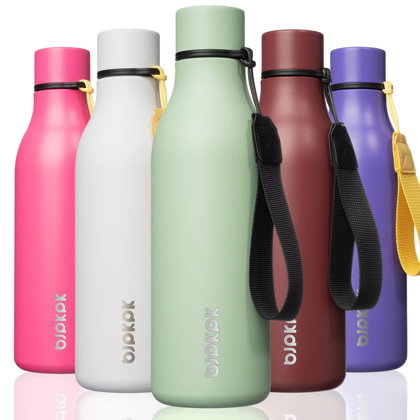 BJPKPK 18oz Insulated Water Bottle, Stainless Steel Bottle with Carry Strap