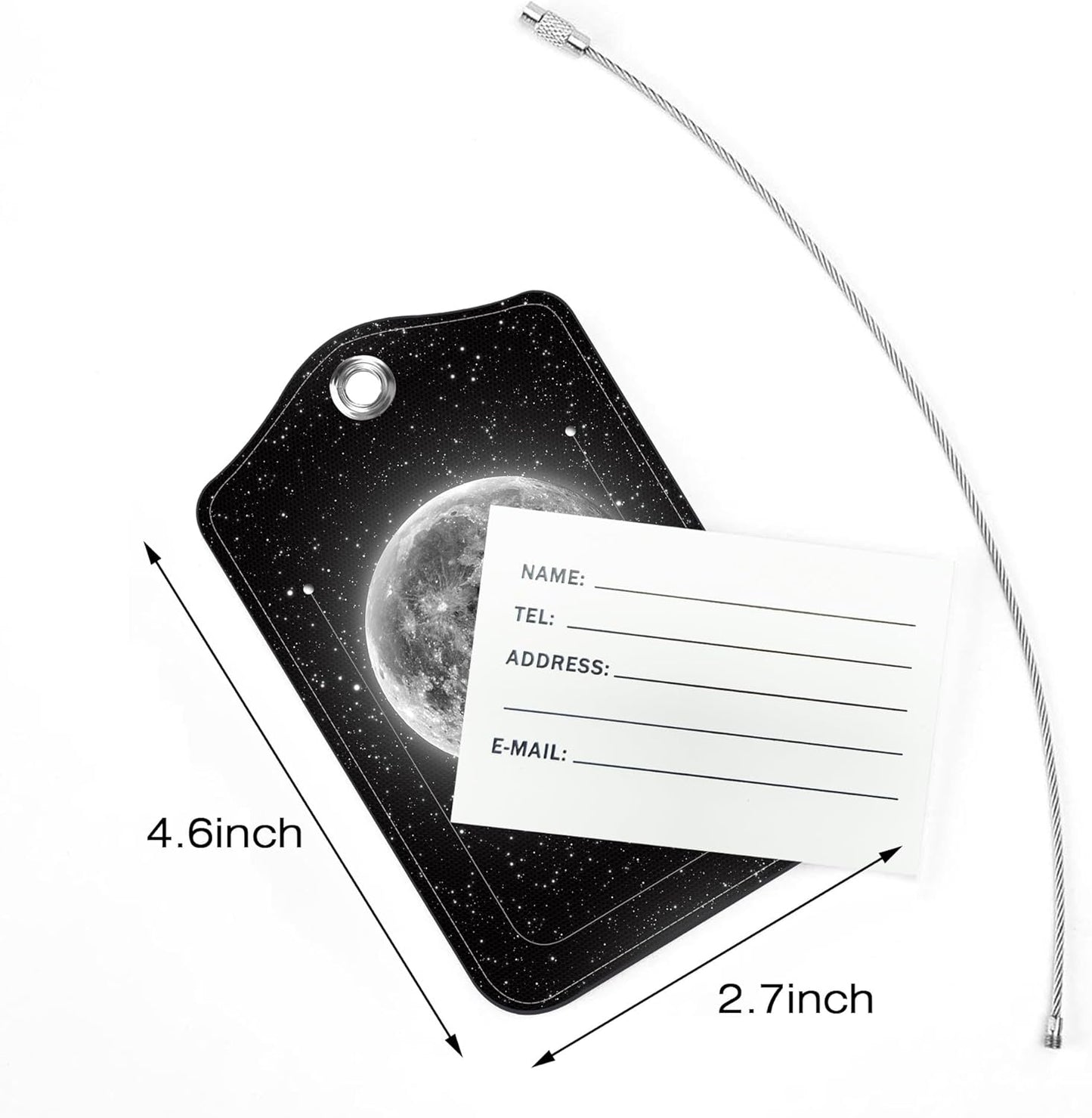 2 Pack Luggage Tags for Suitcase,Full Moon PU Leather Idea Baggage Tag with Name Labels Privacy Cover Metal Ring Men and Women Travel Cruise Labels