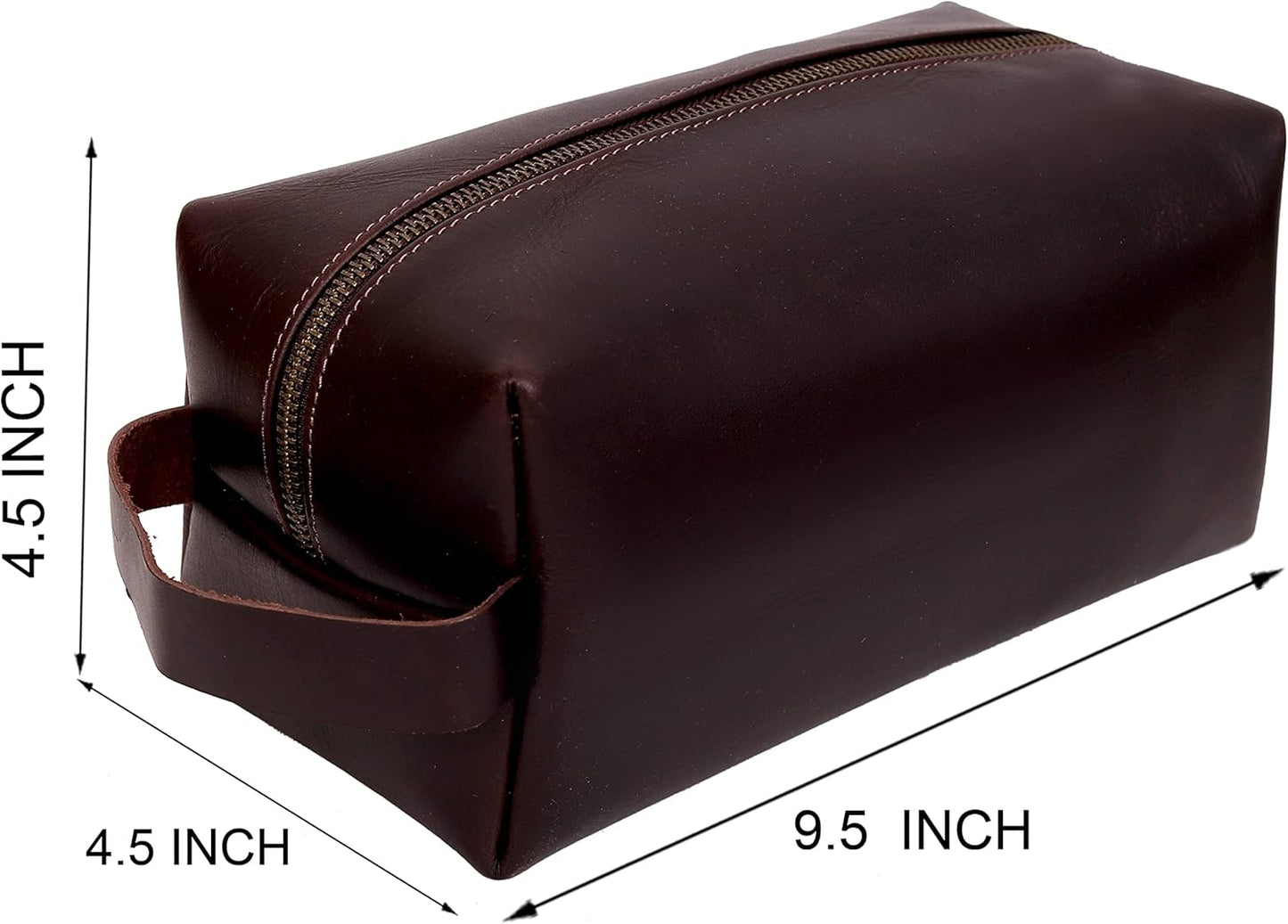 cuero Leather Buffalo DoppKit Toiletry Travel Unisex Toiletry Cosmetic Pouch Shaving Kit Men Women (BROWN)