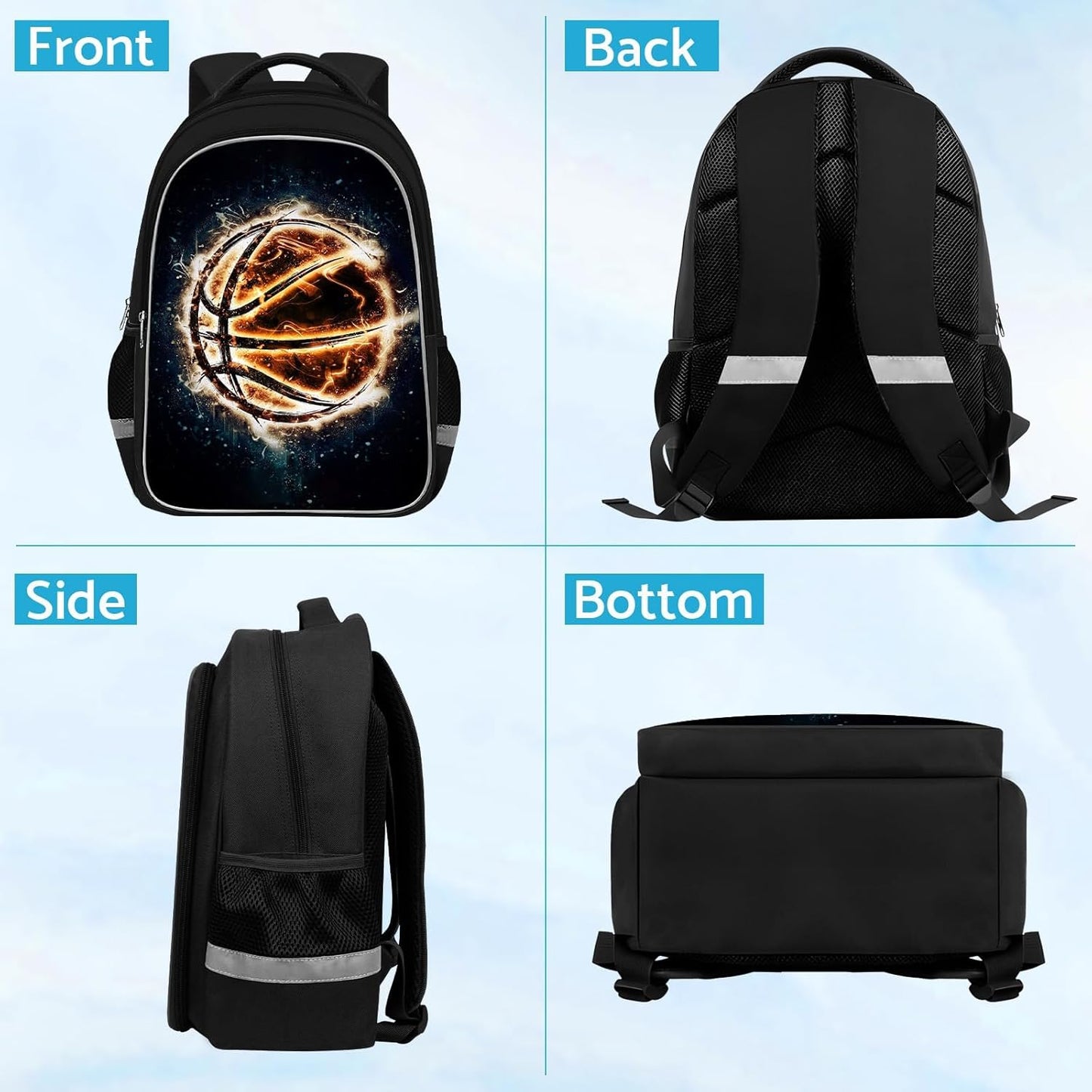 School Backpack for Boys - Basketball Boys Backpack for Kids Children Teens Elementary Middle School - Students Bag for Ages 6-18,17″Bookbag Multifunctional Large Capacity