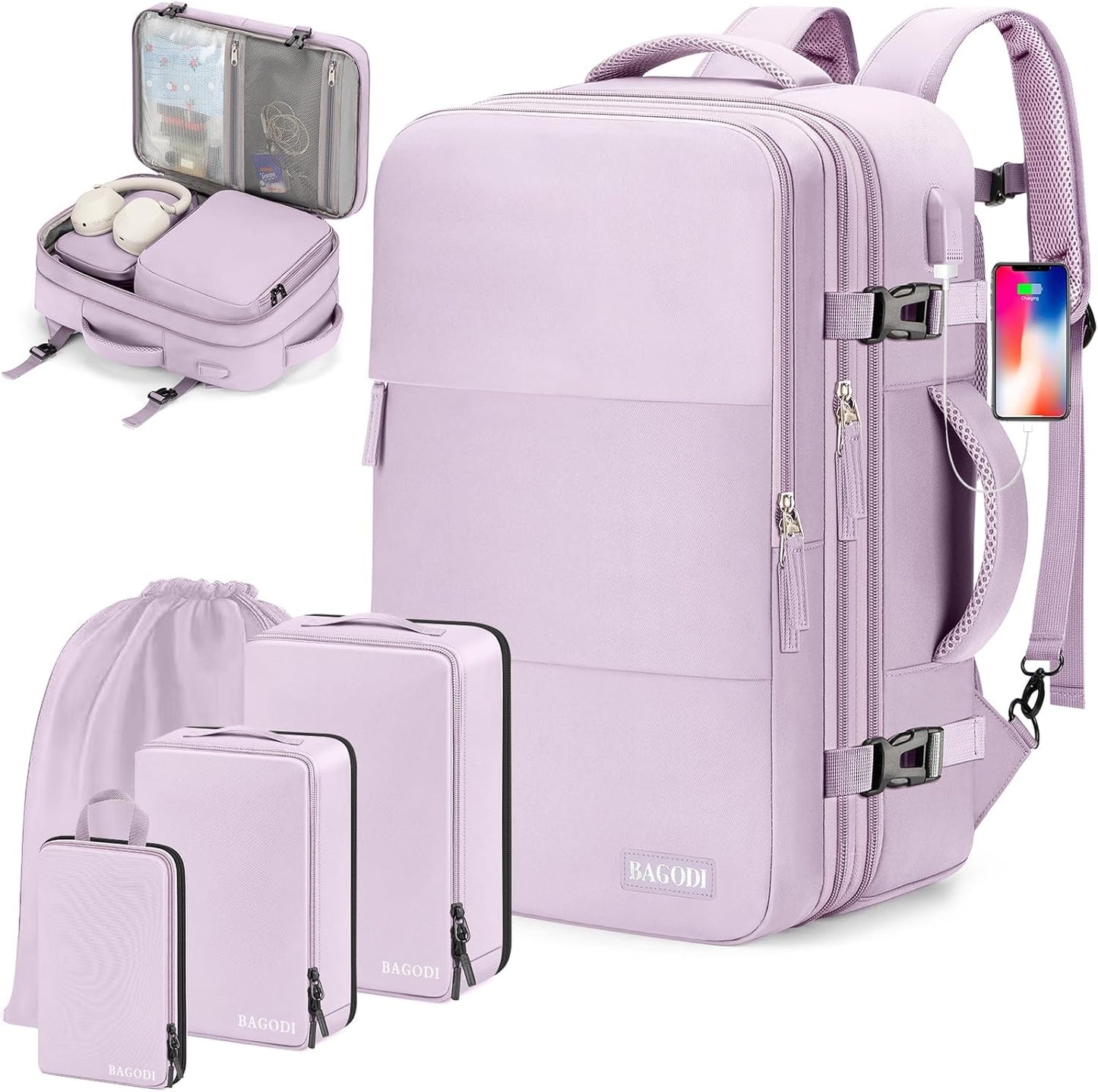 Carry-On Backpack, 42L Airline Approved Gym Backpack for Men & Women, Waterproof, Business & Laptop Daypack, Casual Hiking Pack