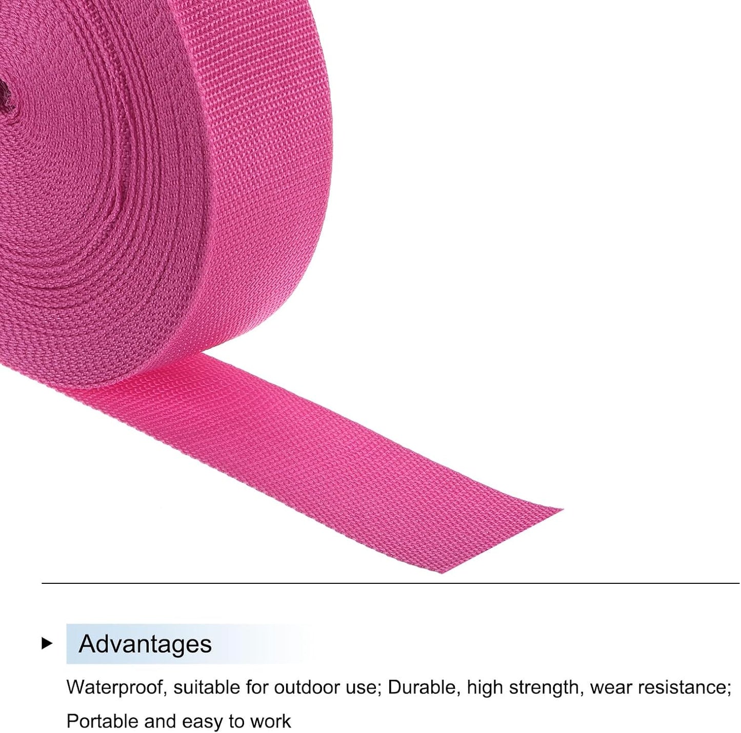 MECCANIXITY Lightweight Polypropylene Webbing Strap 2" 25 Yard Backpack Strapping Band Rose Red for Outdoor Luggage Cargo Straps