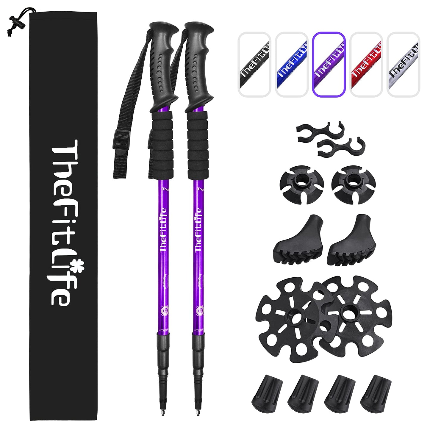 Telescopic Trekking Poles for Hiking, Anti-Shock Nordic Walking Sticks