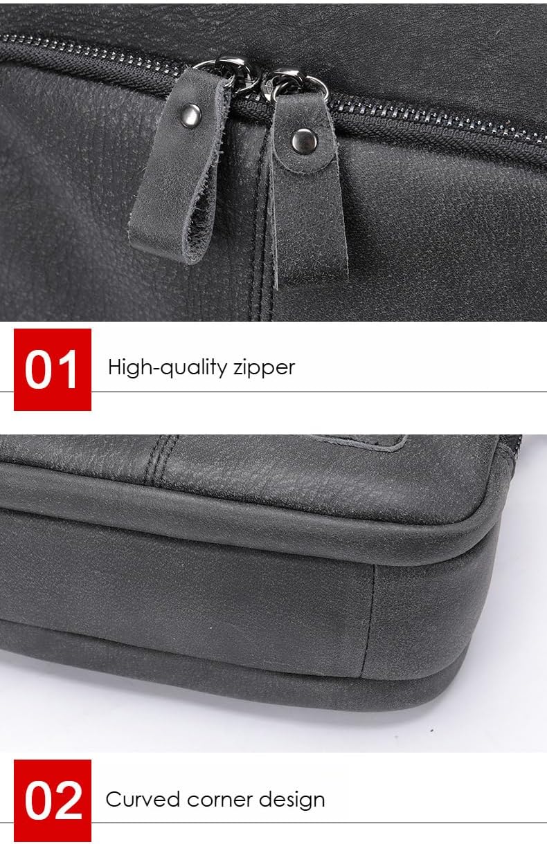 Genuine Leather Shoulder Bag for Men Crossbody Sling Bag Adjustable Small Messenger Purse Travel Work Business bag