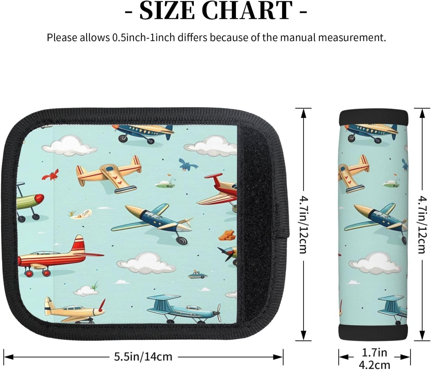 Luggage Handle Wraps Cartoon Airplanes Pattern Luggage Identifiers Soft Neoprene Luggage Handle Wraps For Suitcase Trolley Handle Grip Cover 2 Pack Luggage Tags