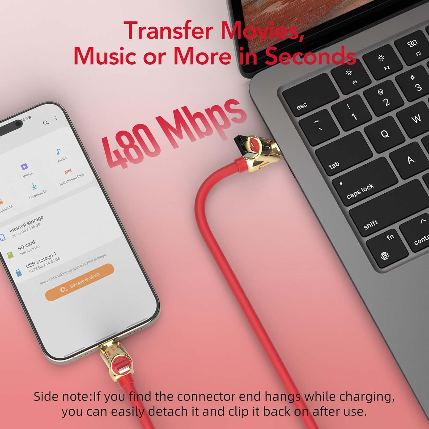MFish 4-in-1 Universal USB Charging Cable with Carrying Case – 240W Max Fast Charger Cord, USB-A, Dual USB-C & Lighting, for iPhone 14/15/16/17 Series, iPad & MacBook and More (Red, 6.6Ft)