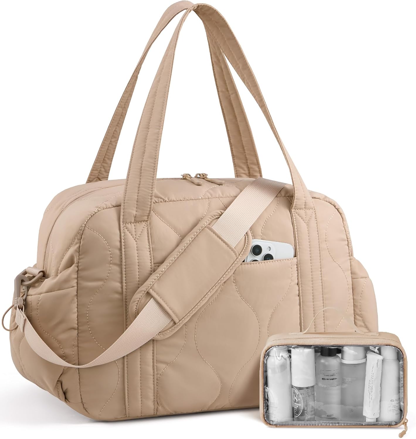 LOVEVOOK Gym Bag for Women, Puffer Travel Duffle Bag with Wet Pocket, Lightweight Carry On Bag