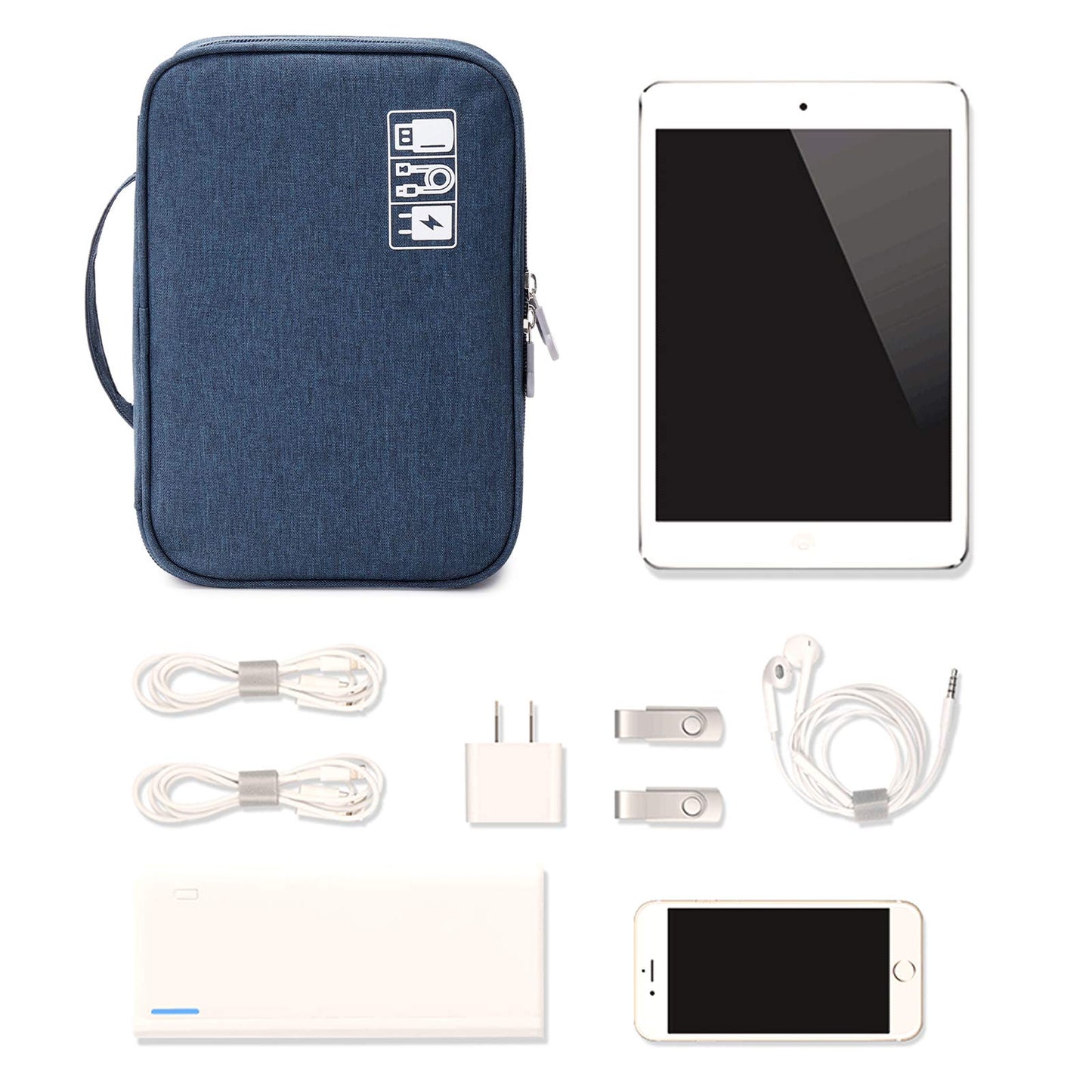 Lanola Travel Cable Organizer Bag, Electronic Accessories Case Portable Double Layer Cable Storage
