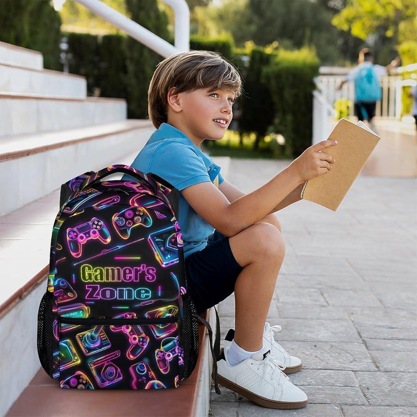 School Backpacks for Boys Girls, 17" Game Backpack for Children Students, Large Capacity Gaming Bookbag for Kindergarten Primary, School Supplies Gift for Travel Hiking Camping