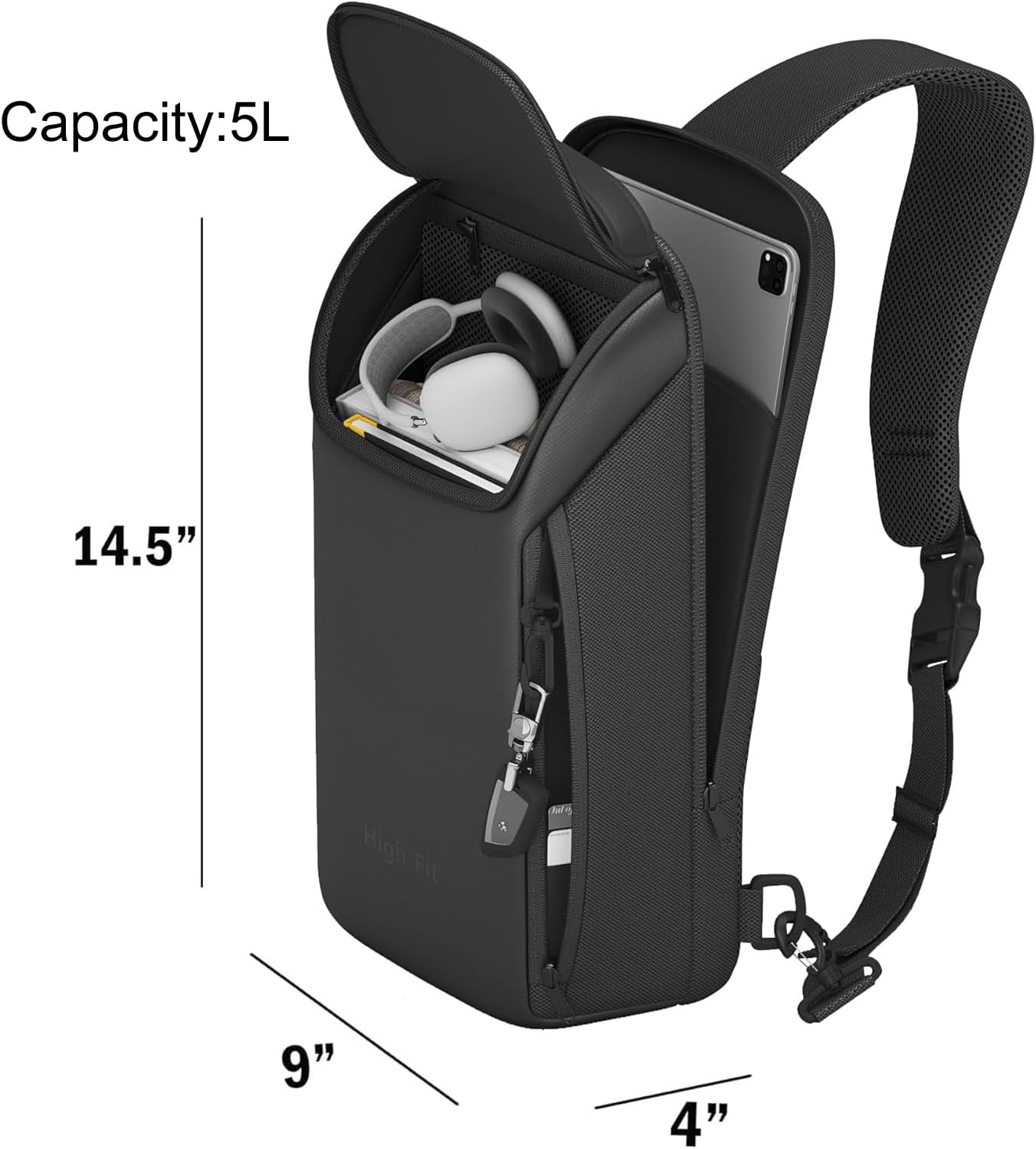 5L Sling Bag Crossbody Backpack Compact EDC Daypack for Men Minimalist Chest Shoulder bag 11 inch iPad Pro M4/ iPad Air M2