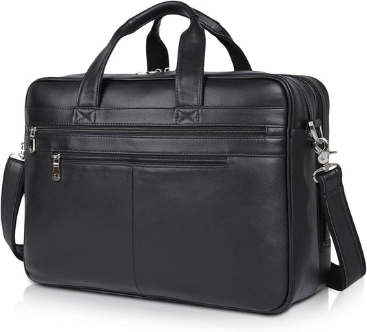 Polare 17'' Computer Briefcase Work Bag Business Case For Men With Full Grain Leather Fits 15.6'' Laptop