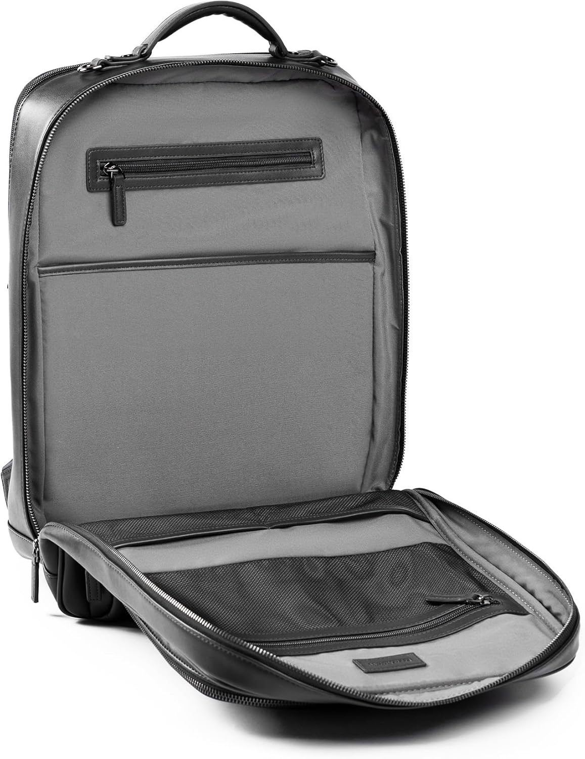 Maverick & Co. Windsor Men’s Leather Laptop Backpack – Work, Travel, Tech, Business, Nylon, Stylish College Daypack (Black)