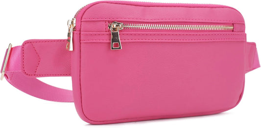 LOVESOME Vegan Leather Everywhere Fashion Waist Bag Fanny Pack Crossbody Bag Belt Bag Sling Bag with Adjustable Strap for Women (Fuchsia)