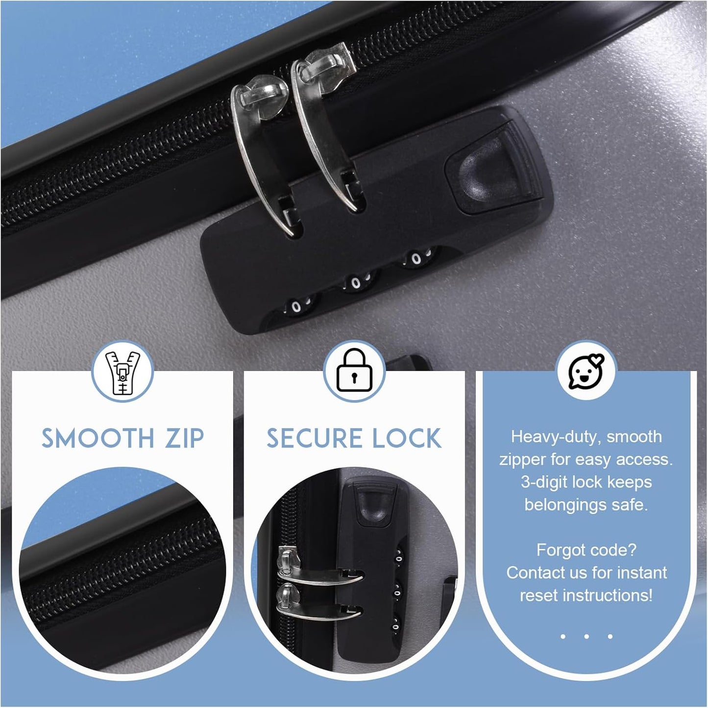 3-in-1 Carry On Luggage with Removable Cart | 20” Hardside Suitcase, Detachable Travel Tote & Foldable Utility Cart with 3 Adjustable Heights | for Adults, Kids, Shopping & Travel | 42L, 5KG (Blue)