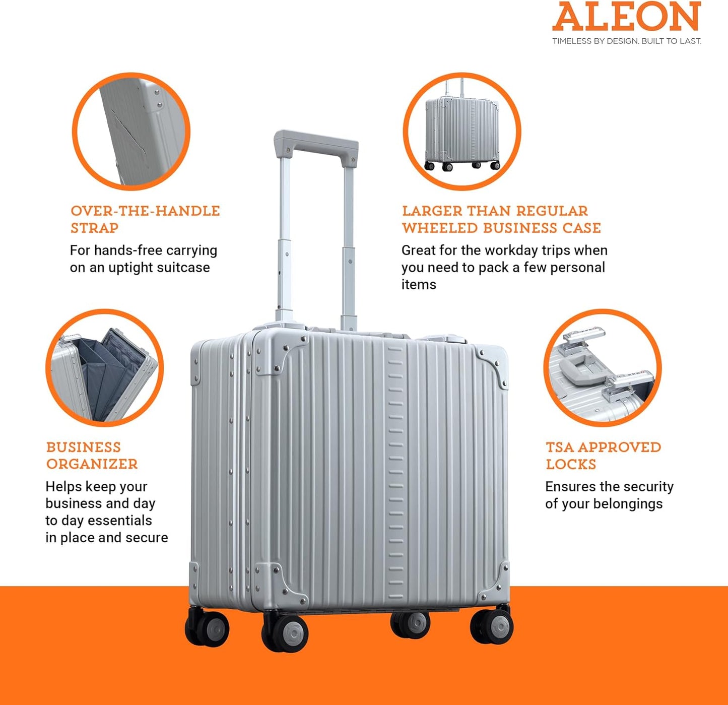 All Aluminum Lightweight 17" Deluxe Rolling Laptop Catalog Case for Men and Women | Vertical Opening Carry-On Bag with TSA Locks and Aircraft-Grade Aluminum Frame - Optimal Travel Companion (Platinum)