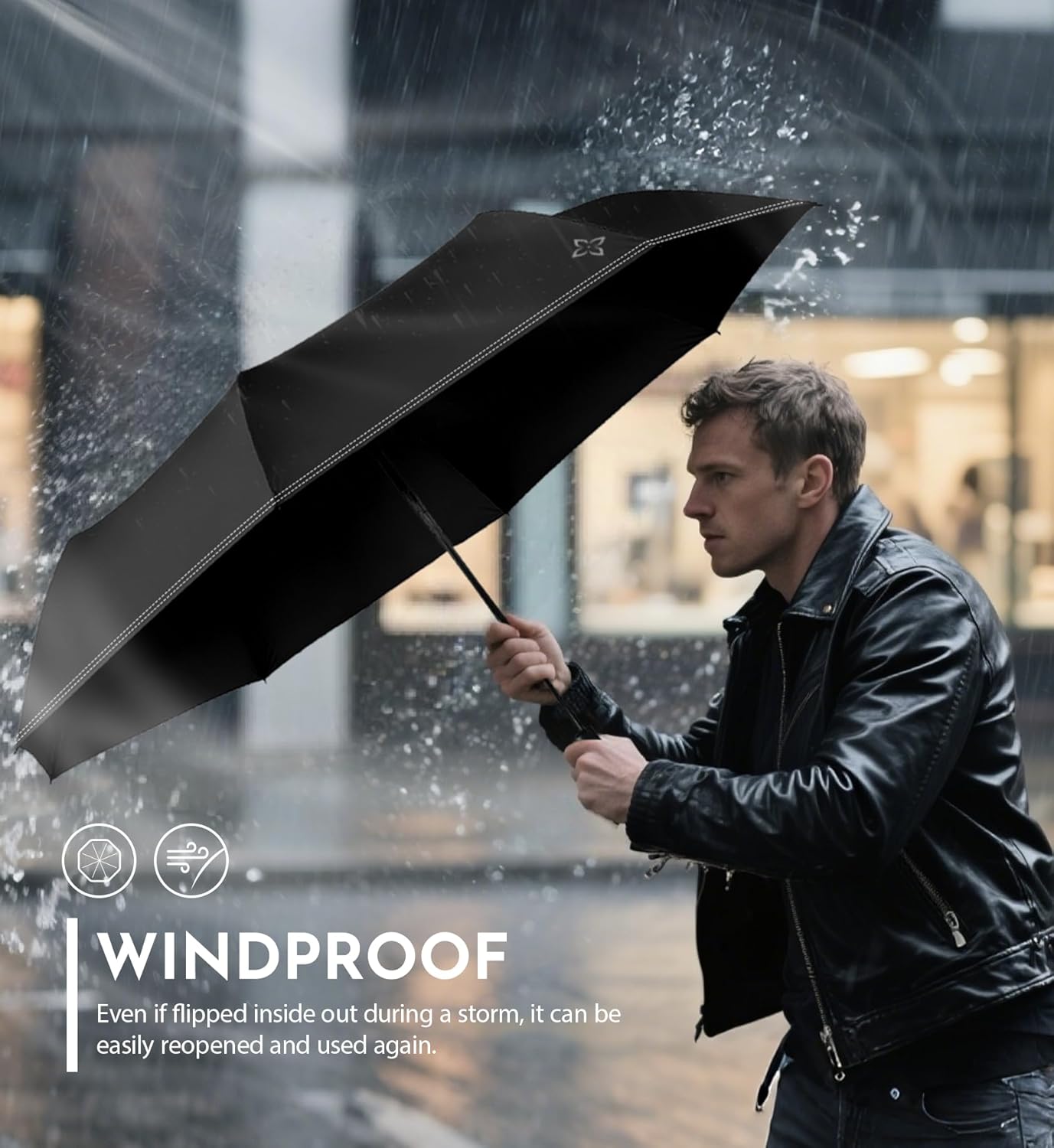 Windproof Travel Mini Umbrella - Manual Open Close with No Rebound for Seniors & Kids, Small