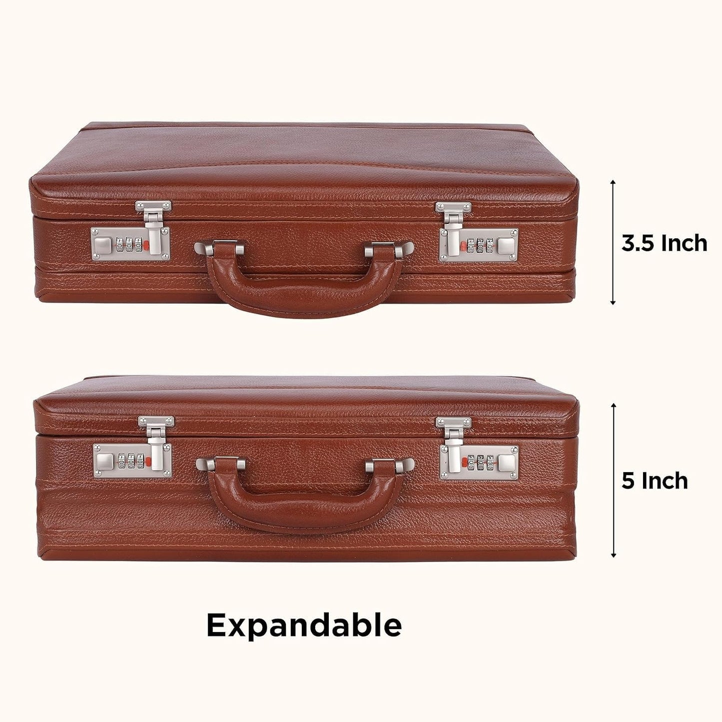 Full Grain Leather Briefcase Attache Case For Unisex Size L18 * W5 * H12 Inches Expandable Briefcase Bag