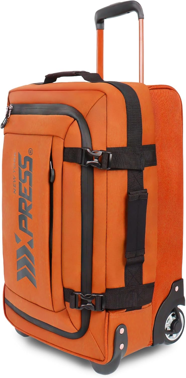 26'' Rolling Duffle Bag with Wheels,Rolling Duffle Bag w/Handle,Carry on Luggage Travel Duffle Bags for Man Women（26,Orange）