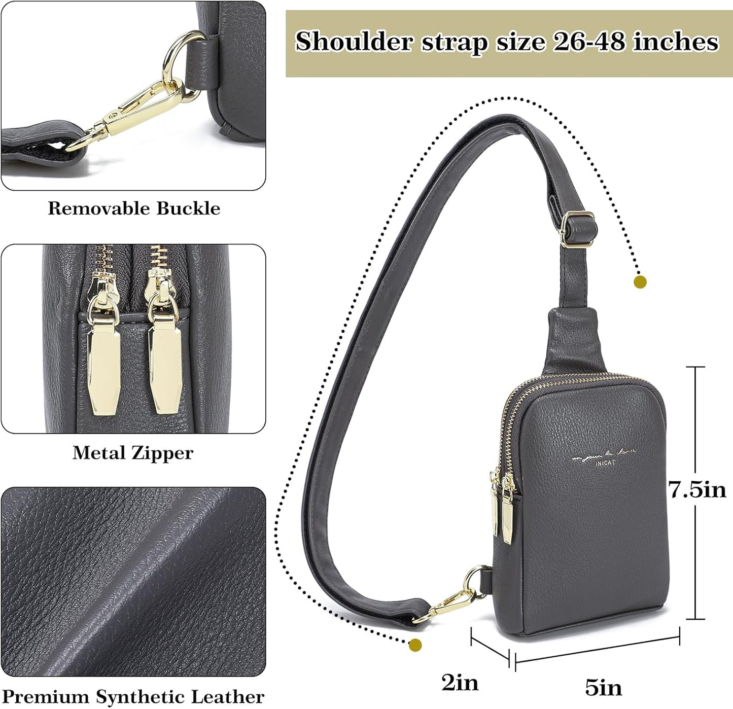 INICAT Travel Small Sling Bag Faux Leather Crossbody Bags Women Cross Body Bag Purses for Woman