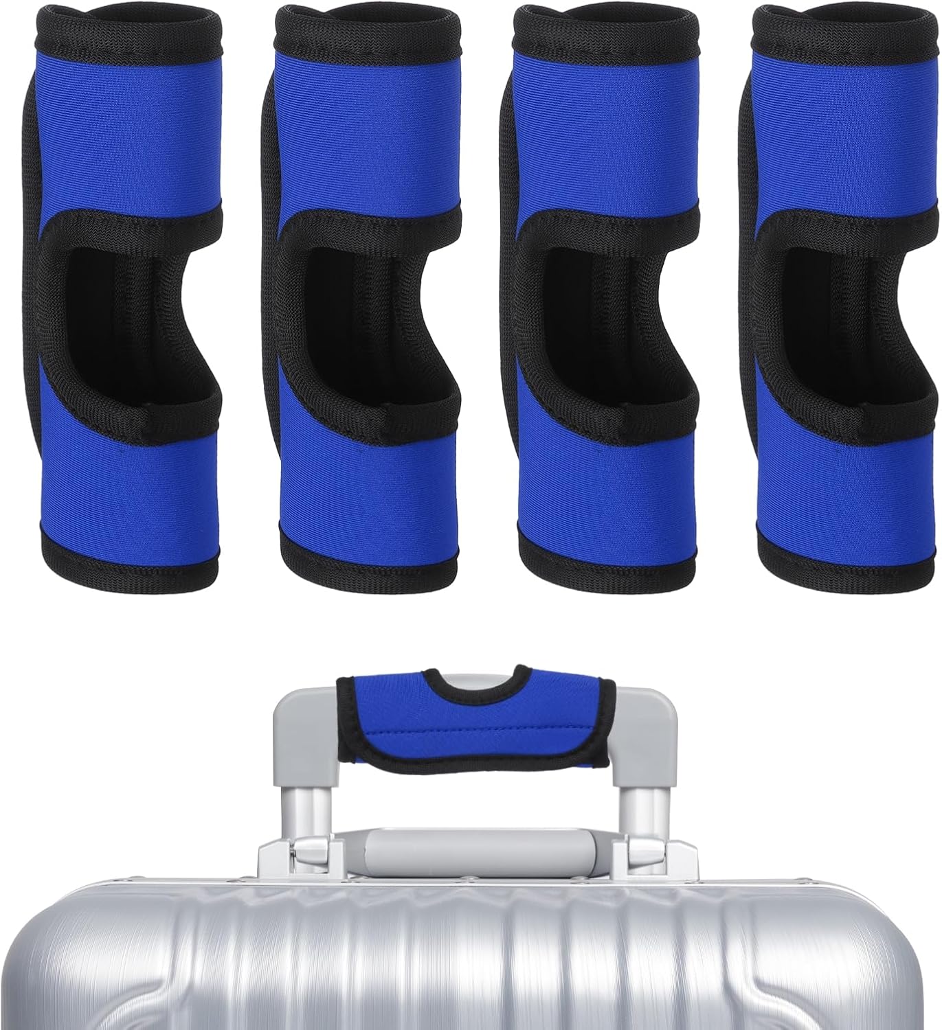 uxcell Luggage Handle Wrap, 4 Pcs Hollow Neoprene Handbag Grip Cover Protector Luggage Identifiers Suitcase Handle Wraps for Luggage Suitcase Travel Bags, Navy Blue