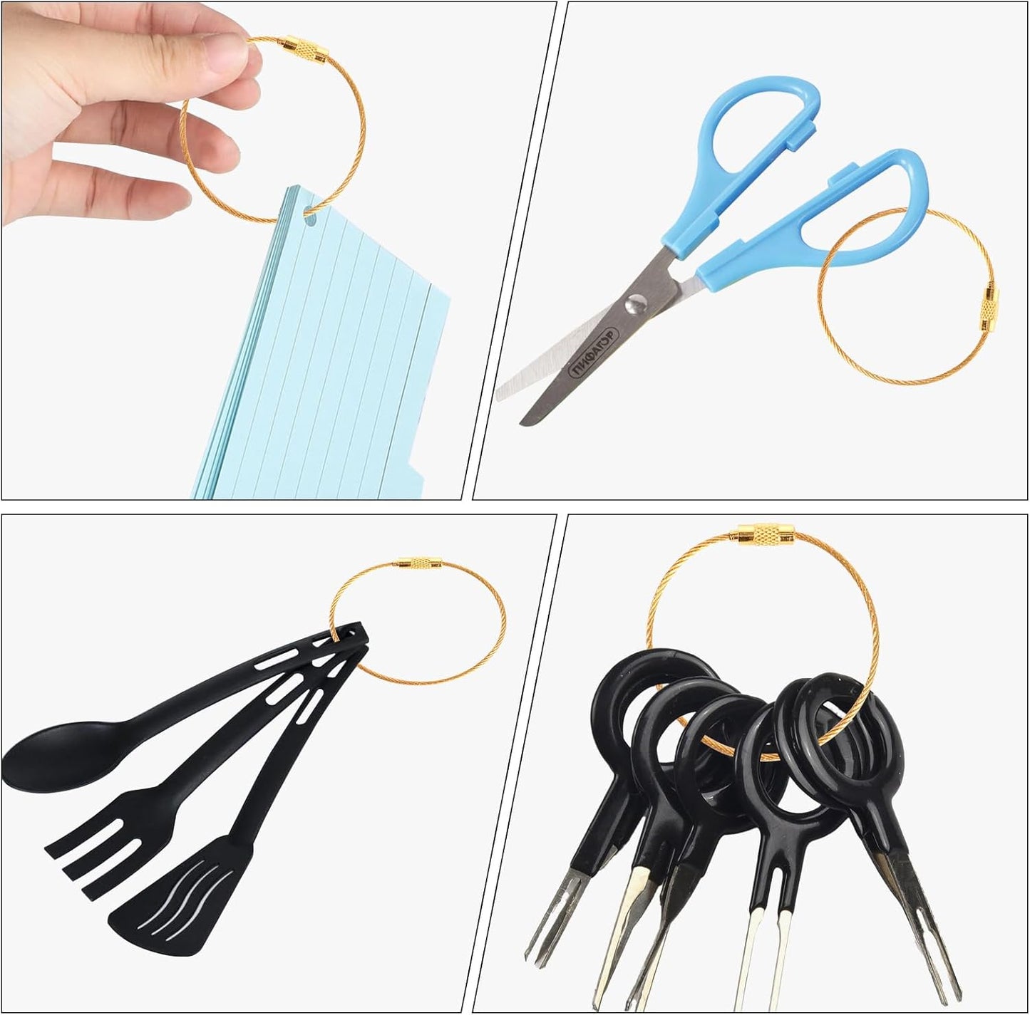 Stainless Steel Wire Keychains Aircraft Cable Cable (20 PCS Gold)