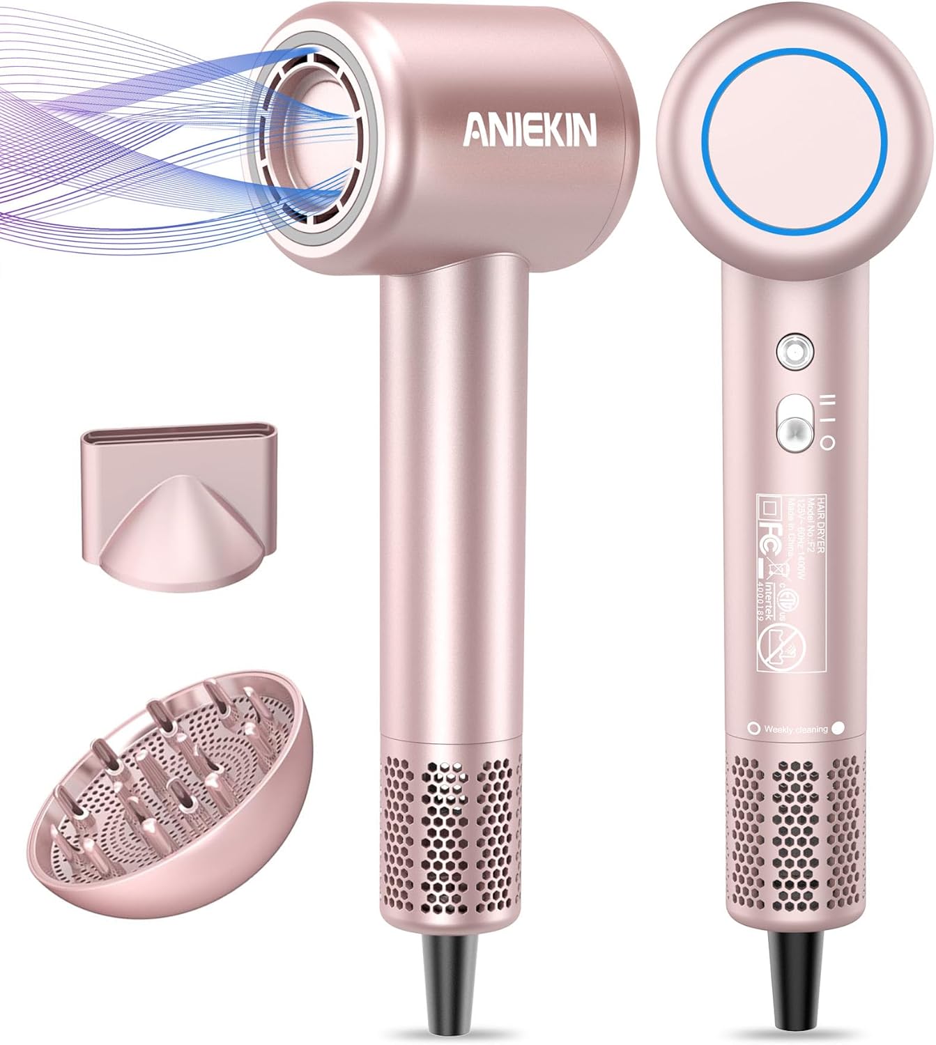 Hair Dryer, High-Speed Ionic Low Noise Blow Dryer with Brushless Motor for Fast Drying