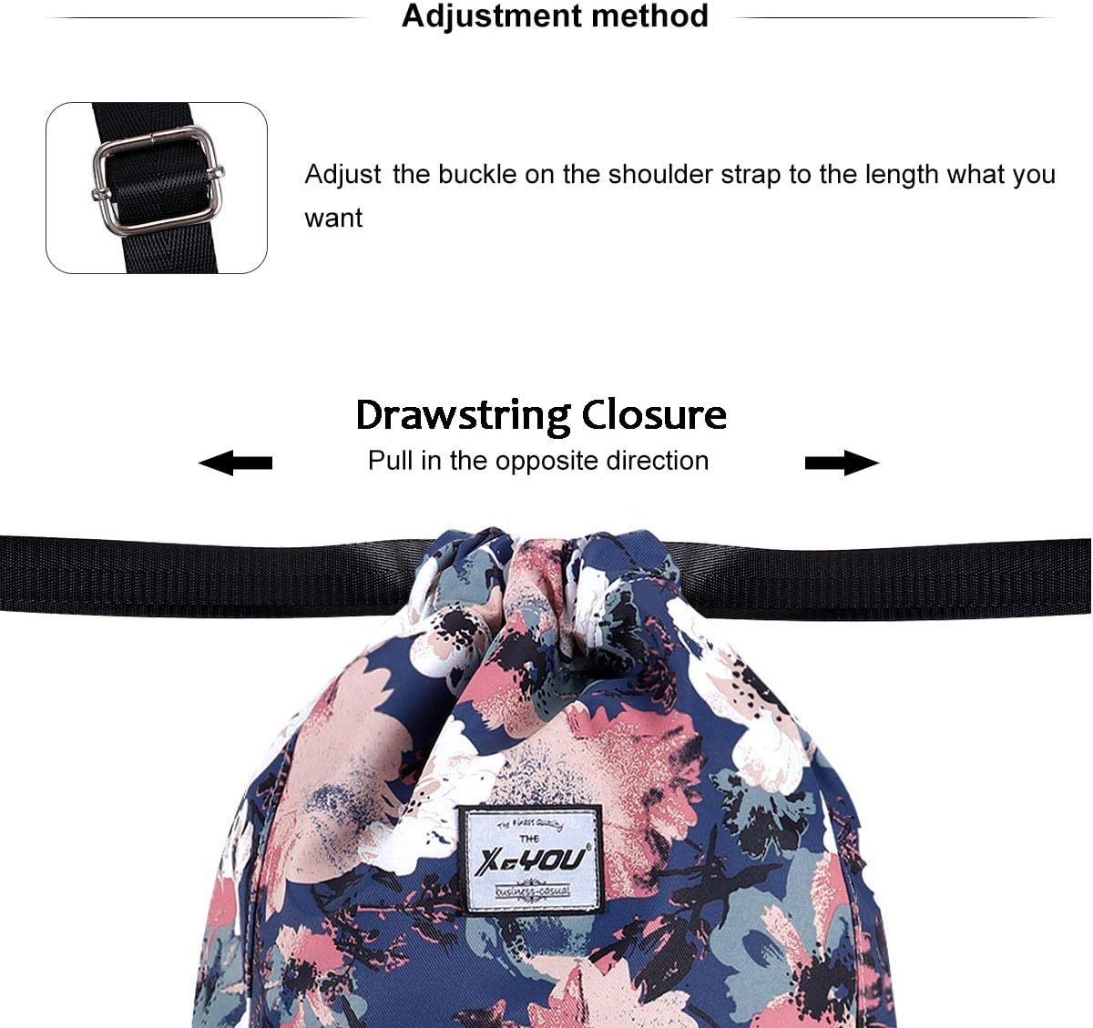 XEYOU Drawstring Sports Backpack Lightweight Gym Yoga Sackpack Shoulder Rucksack Casual Outdoor Daypack for Women and Men