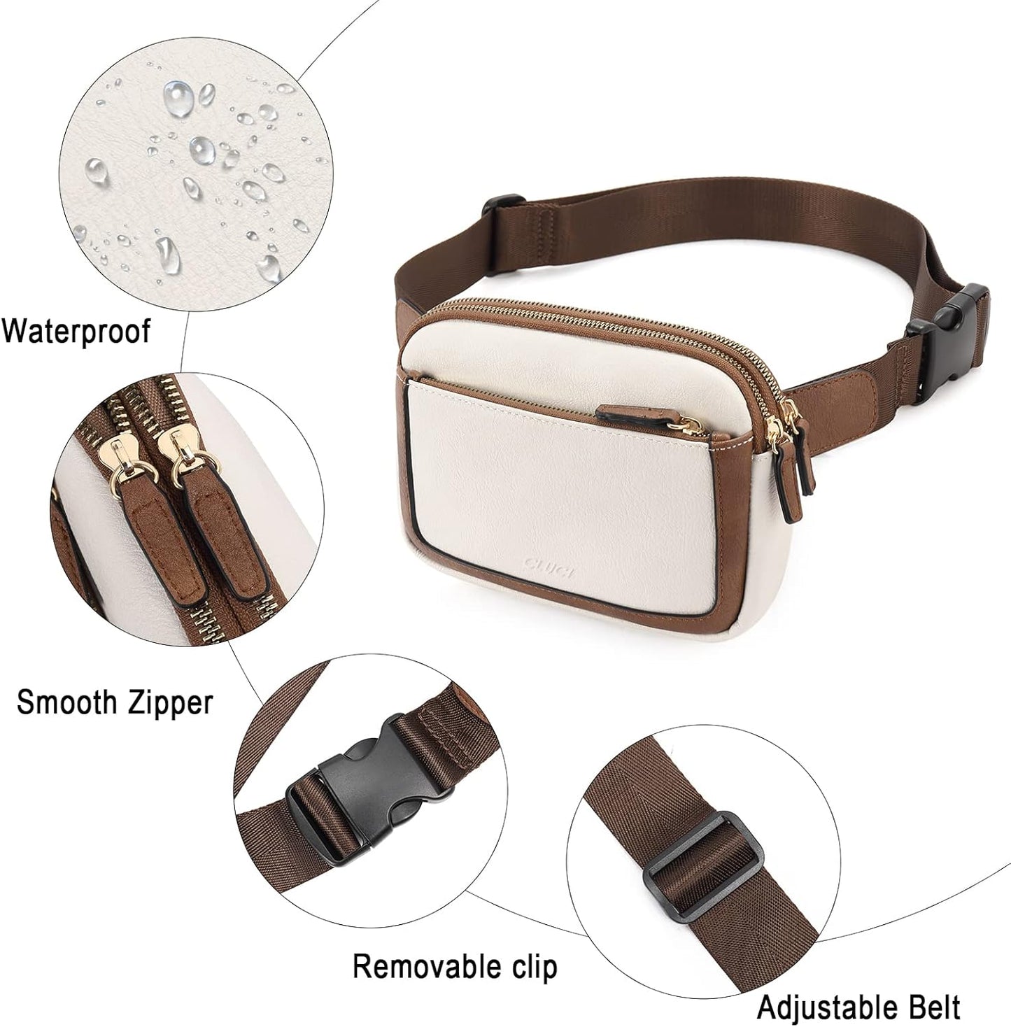 CLUCI Belt Bag for Women, Mini Everywhere Crossbody Waist Bag Adjustable Strap, Vegan Leather Women's Fanny Pack