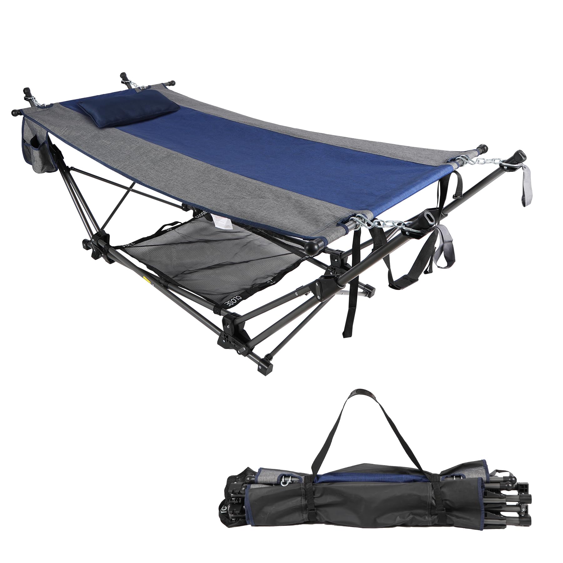 RedSwing Portable Folding Hammock with Stand,Foldable Camping Hammock with Removable Pillow,Storage