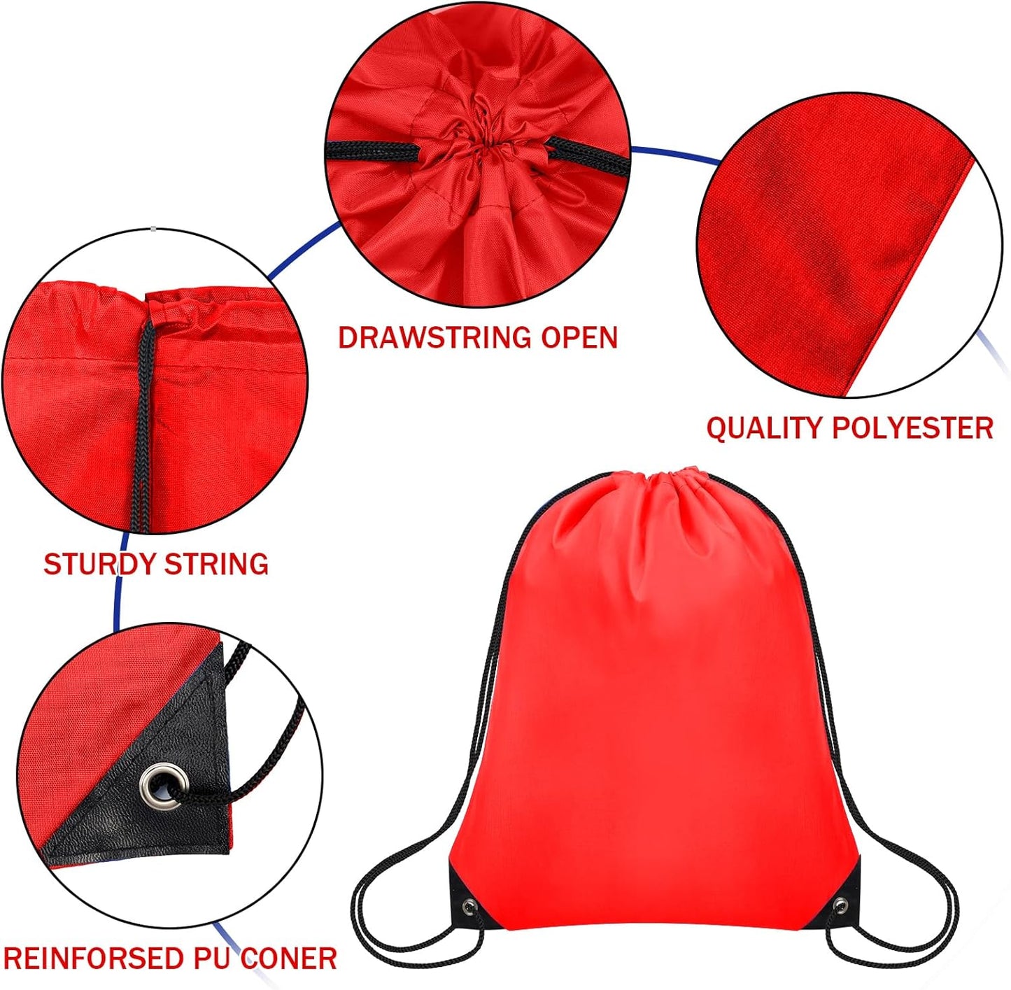200Pcs Drawstring Backpack Bulk Cinch Sackpack Drawstring Bags Nylon for Gym Party Trip(Red)