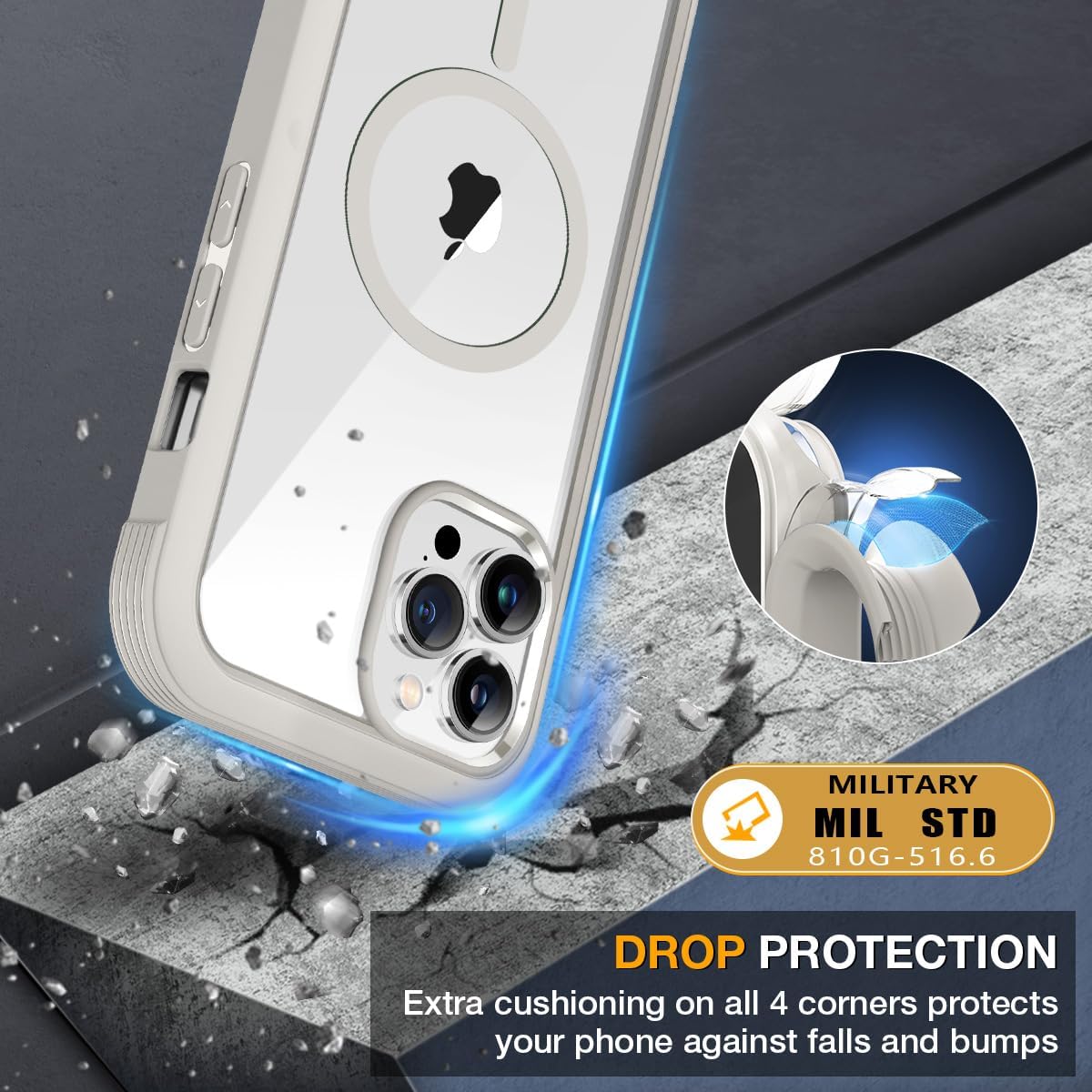 Miracase for iPhone 13 Pro Case 6.1",with MagSafe,Built in Screen Protector,Full-Body Protection(Titanium)