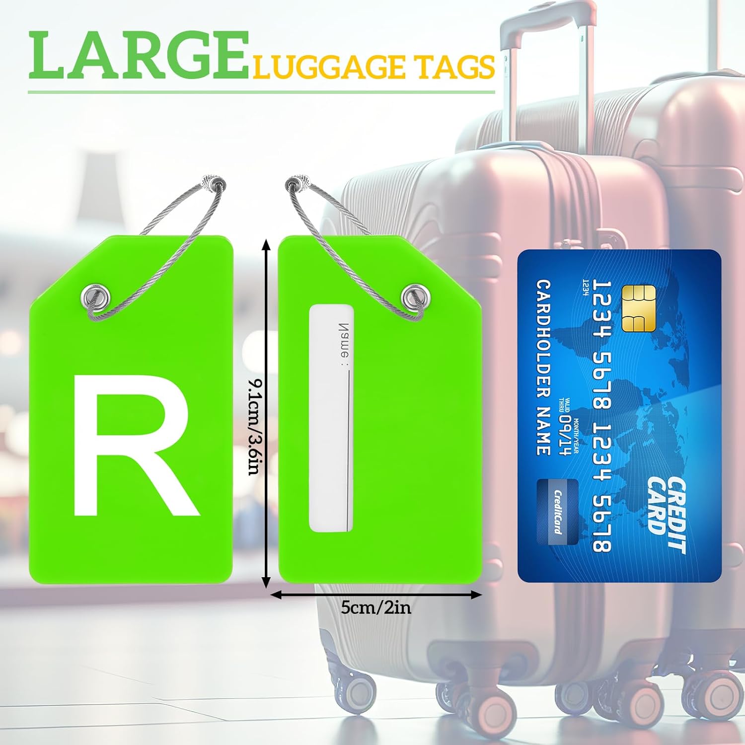 8 Pcs Initial Letter A-Z Luggage Tags Silicone Suitcase Instrument Tag with Name Card and Stainless