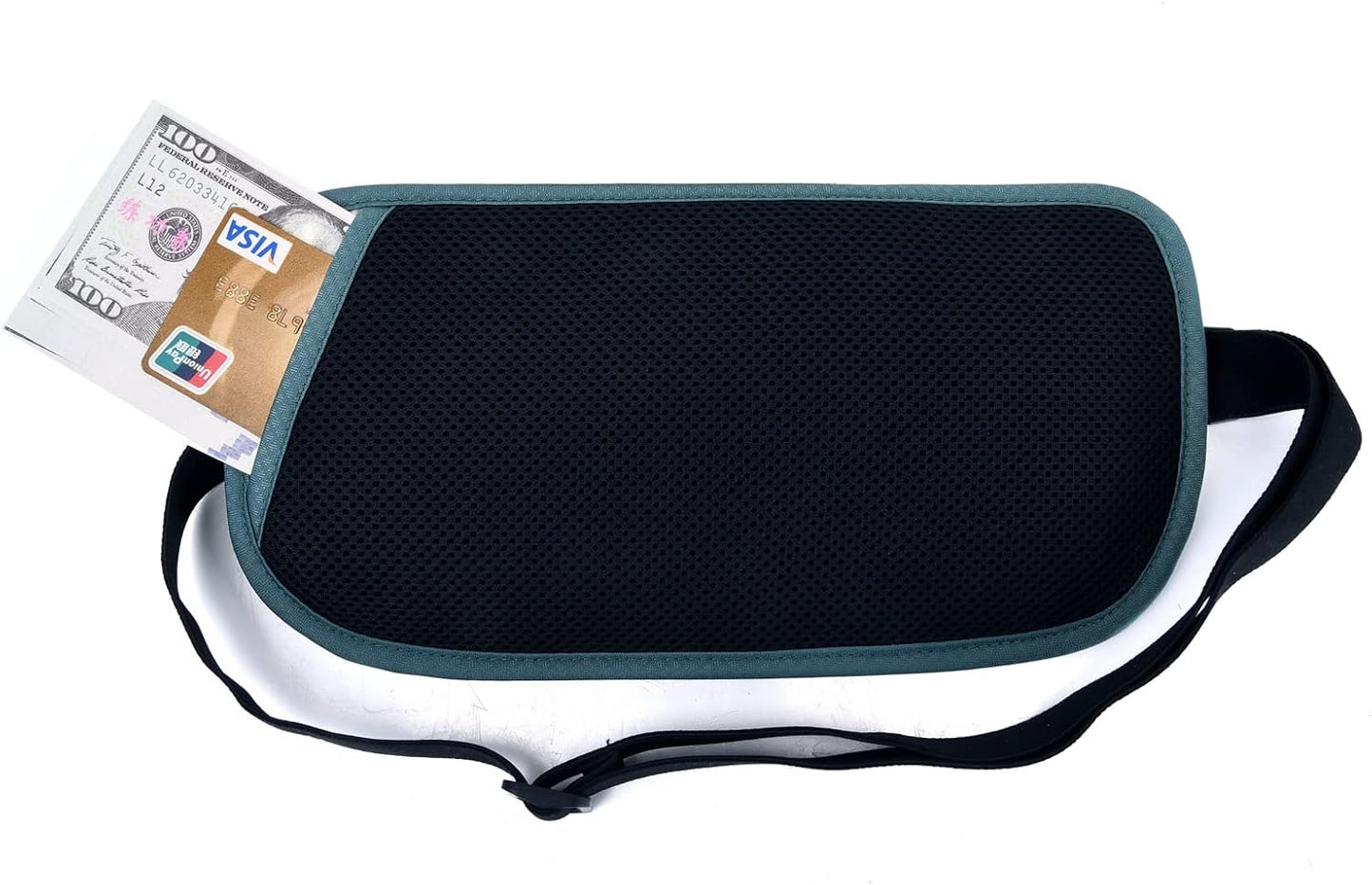 RFID Blocking Money Belt for Men Women, Slim Fanny Pack for Travel，Running,Conceal Waist Wallet for Passport Holder,Phone,Cash(Turquoise)