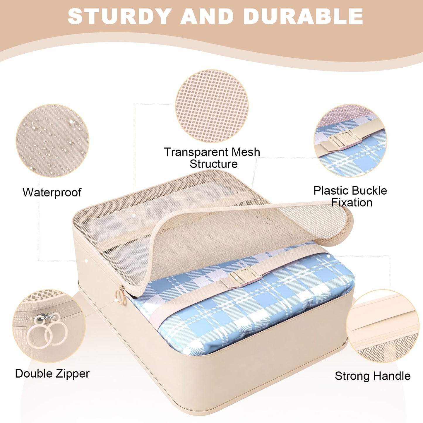 8 Set Packing Cubes for Travel,Suitcase Organizer Bags for Luggage with Shoe & Hanging Toiletry