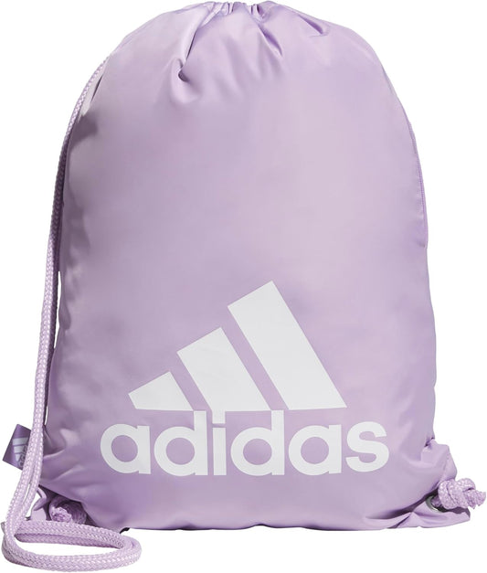 adidas Ready Sackpack – Drawstring Backpack Lightweight Small Gym Bag, Powder Plum Purple/White/1.0, One Size