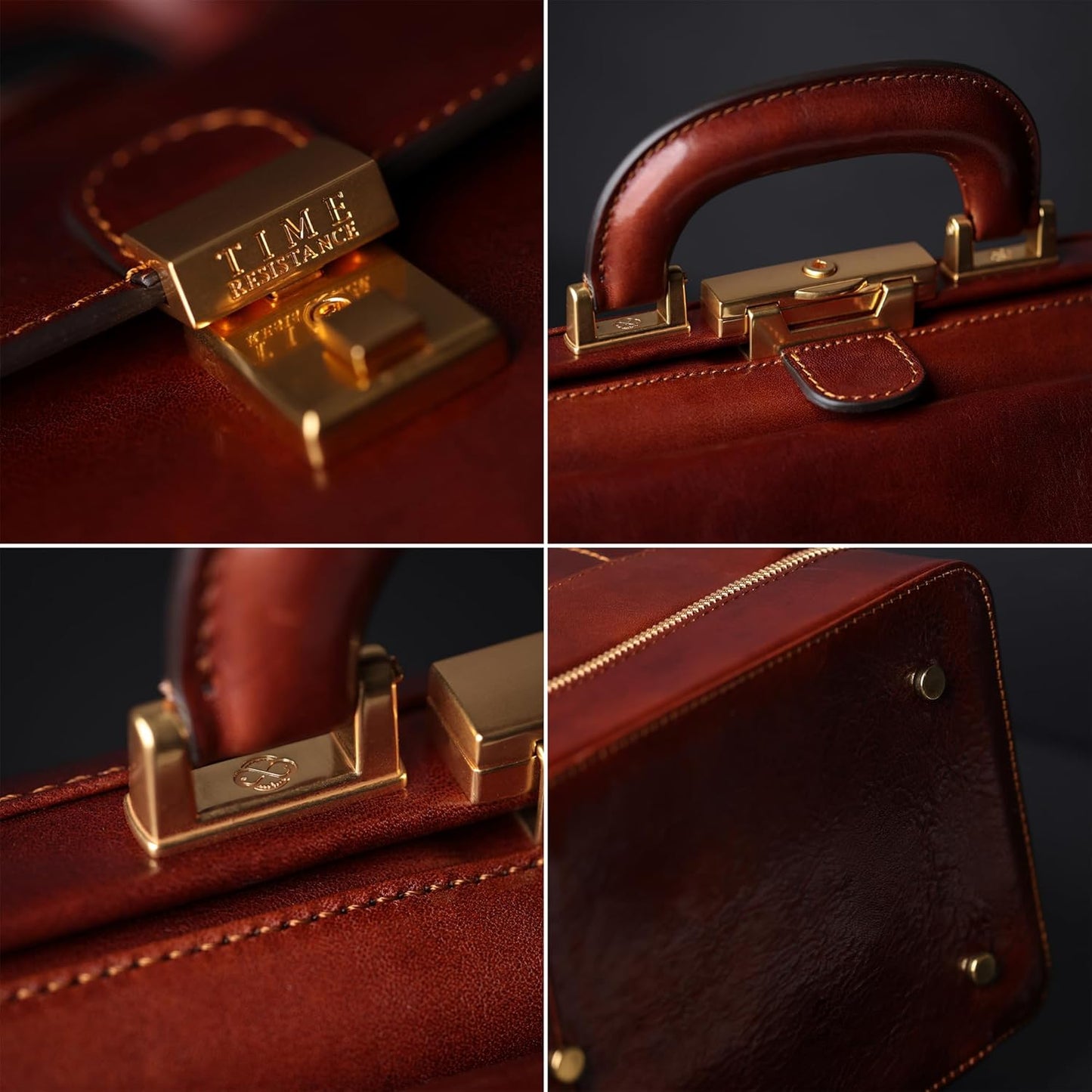 Time Resistance Leather Doctor Bag - Italian Handmade Medical Bag - Vintage Style Handbag - Real Leather Briefcase