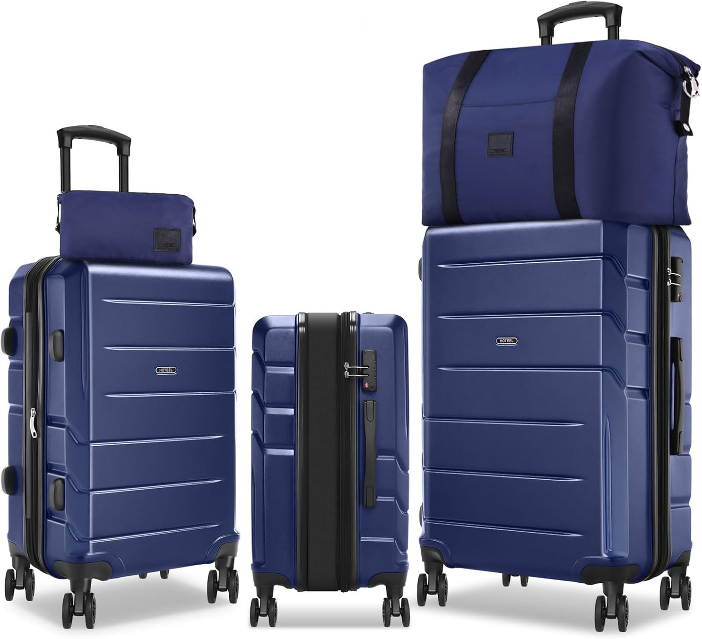 Hoteel Luggage Sets 5 Piece, 4-Yr Warranty ABS+PC Hard Shell Expandable Suitcases with Wheels, TSA Aproved Lock and Carry on Bags, Travel Suit Case Set for Men and Women, (5-Piece, Blue)