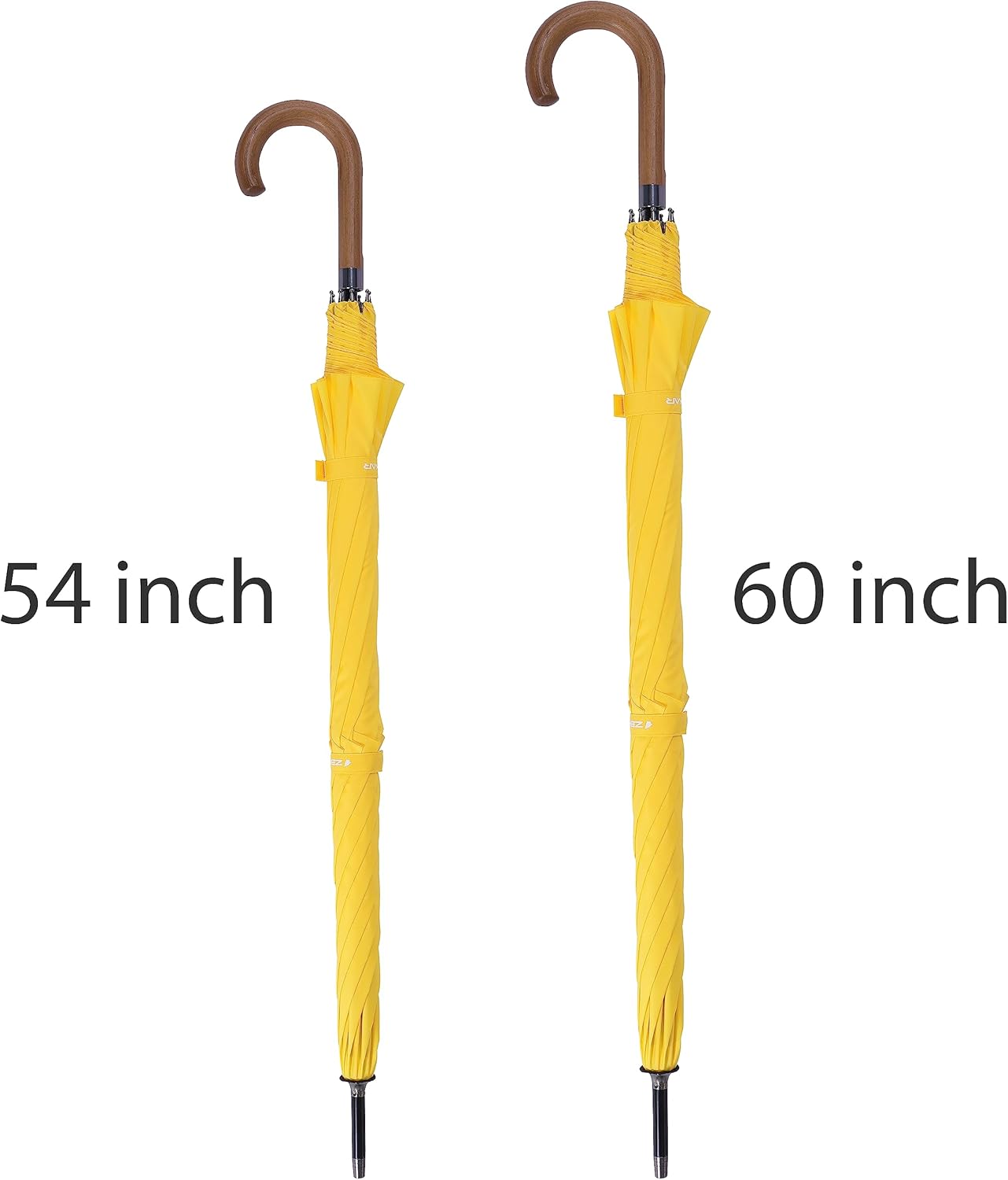 ZEKAR Wooden J-Handle Umbrella, 54/62 inch, Classic Large Windproof Stick Umbrella, Auto Open for Men and Women Golf umbrella (Yellow, 62”)