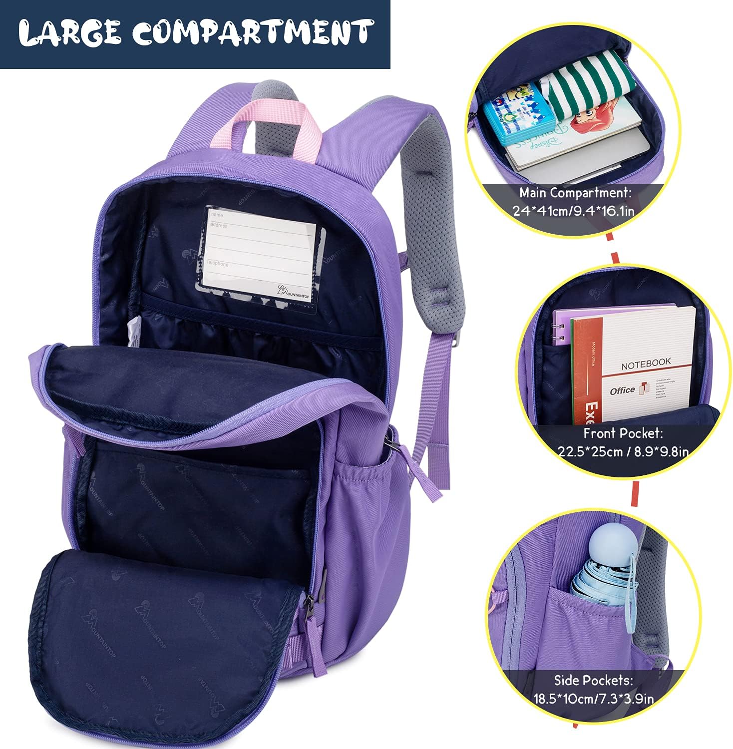 MOUNTAINTOP Kids Backpack for Boys Girls Elementary Kindergarten School Bag Lightweight Children